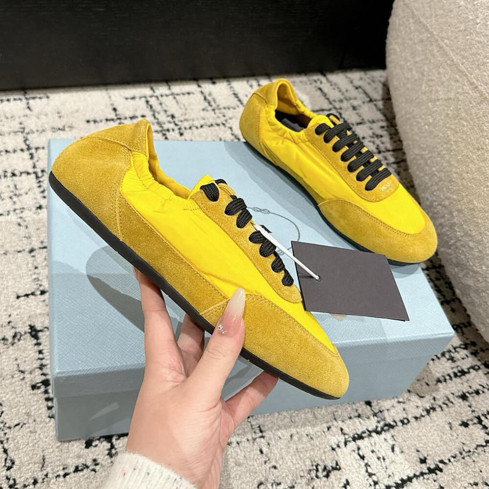 PRADA Collapse Re-Nylon and suede elasticized sneakers - Top Club