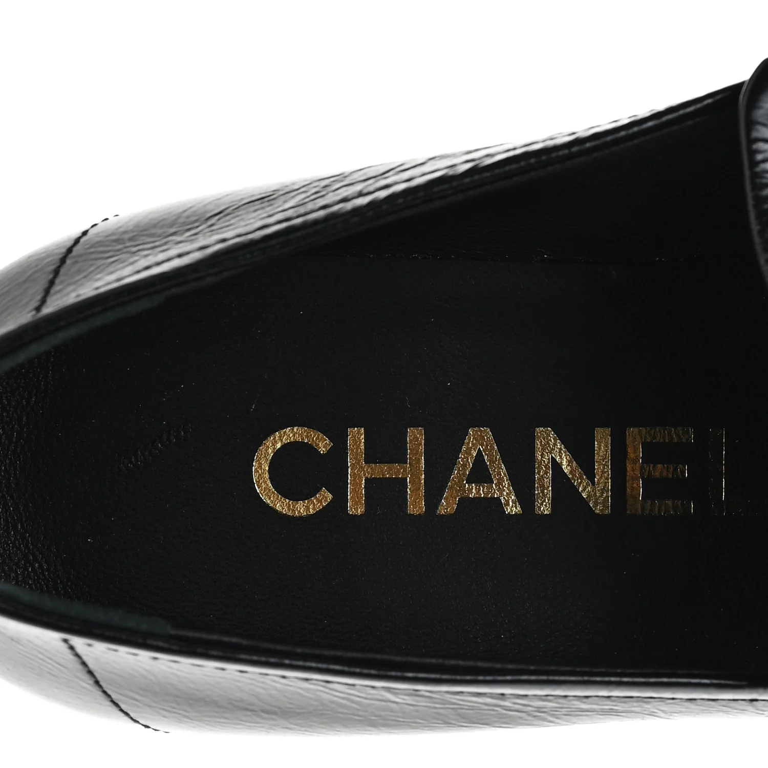 Shiny Calfskin Logo Loafers 36.5 Black - Top Club