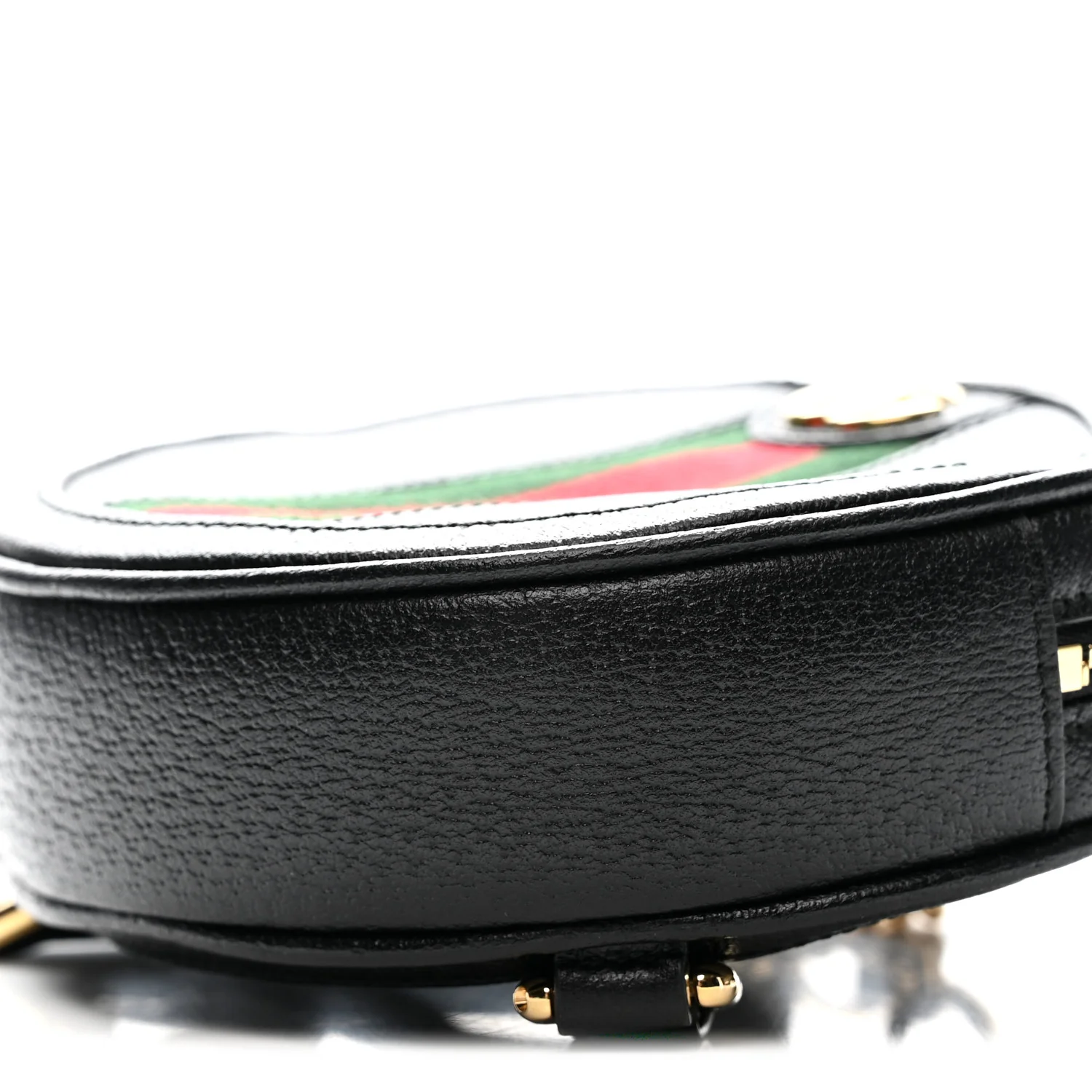 Grained Calfskin Web Mini Ophidia Round Shoulder Bag Black - Top Club
