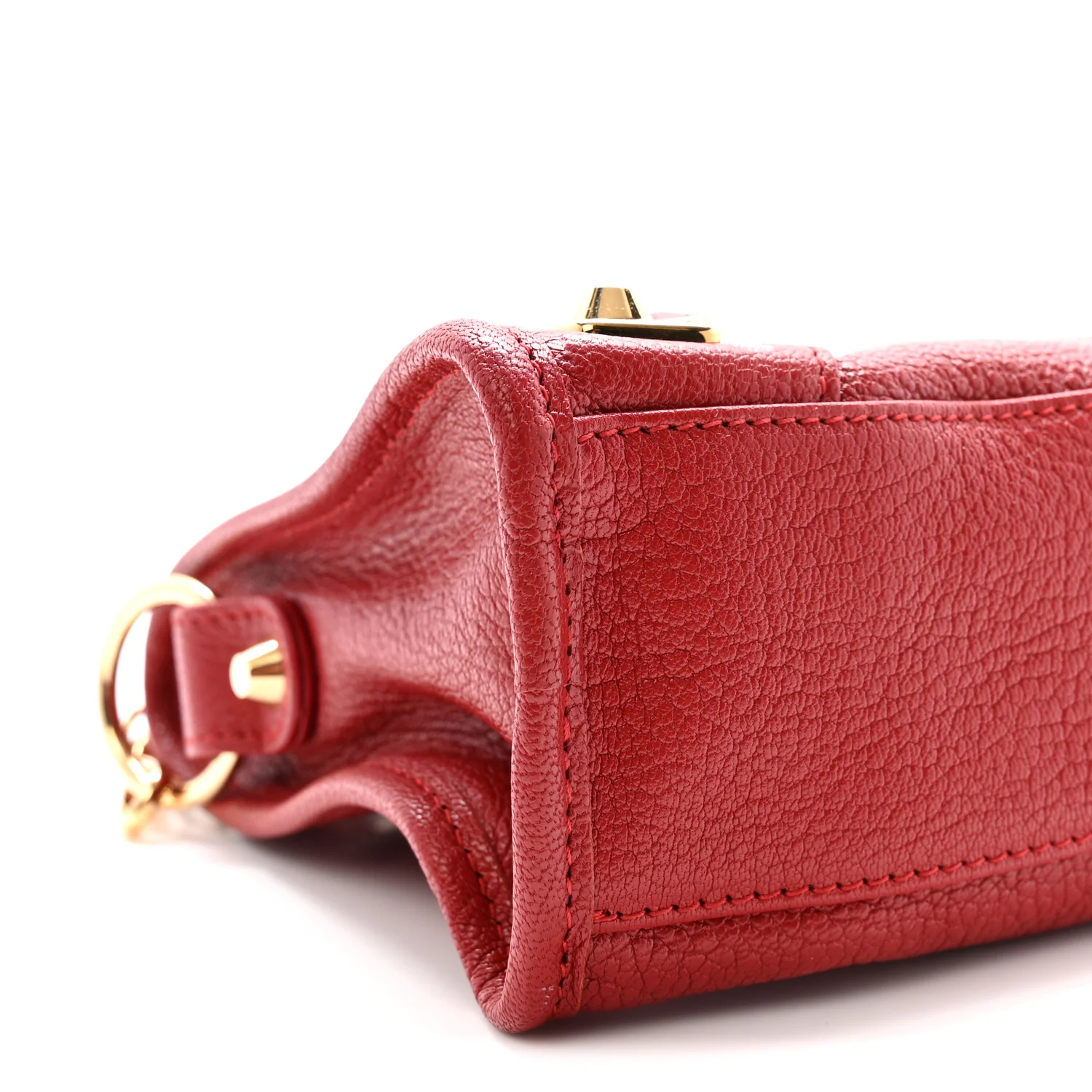 Chevre Gold Metallic Edge Hardware Mini City Rouge Groseille - Top Club