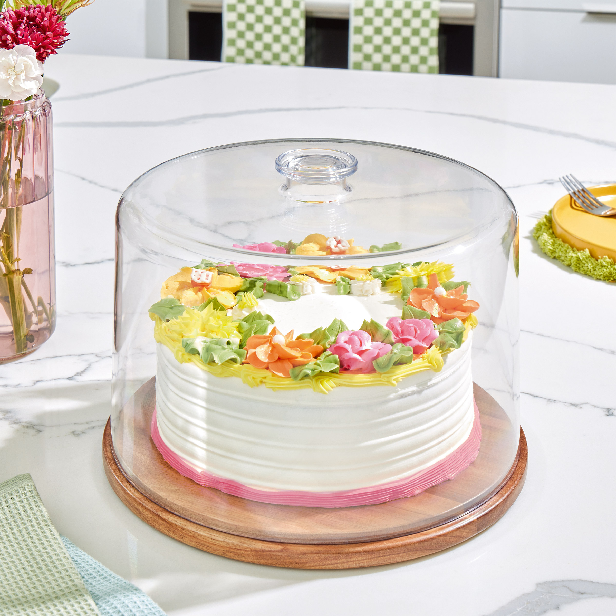 iDESIGN Wood Cake Plate with Dome Lid