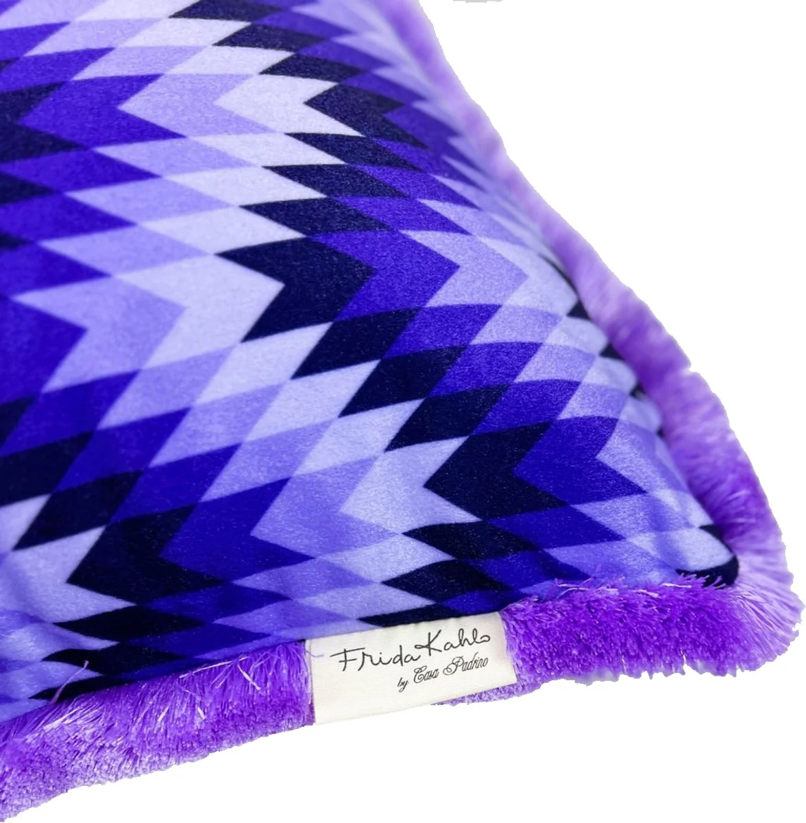Frida Kahlo by Luxury Decorative Cushion with Rhinestones Colorful / Black / Purple