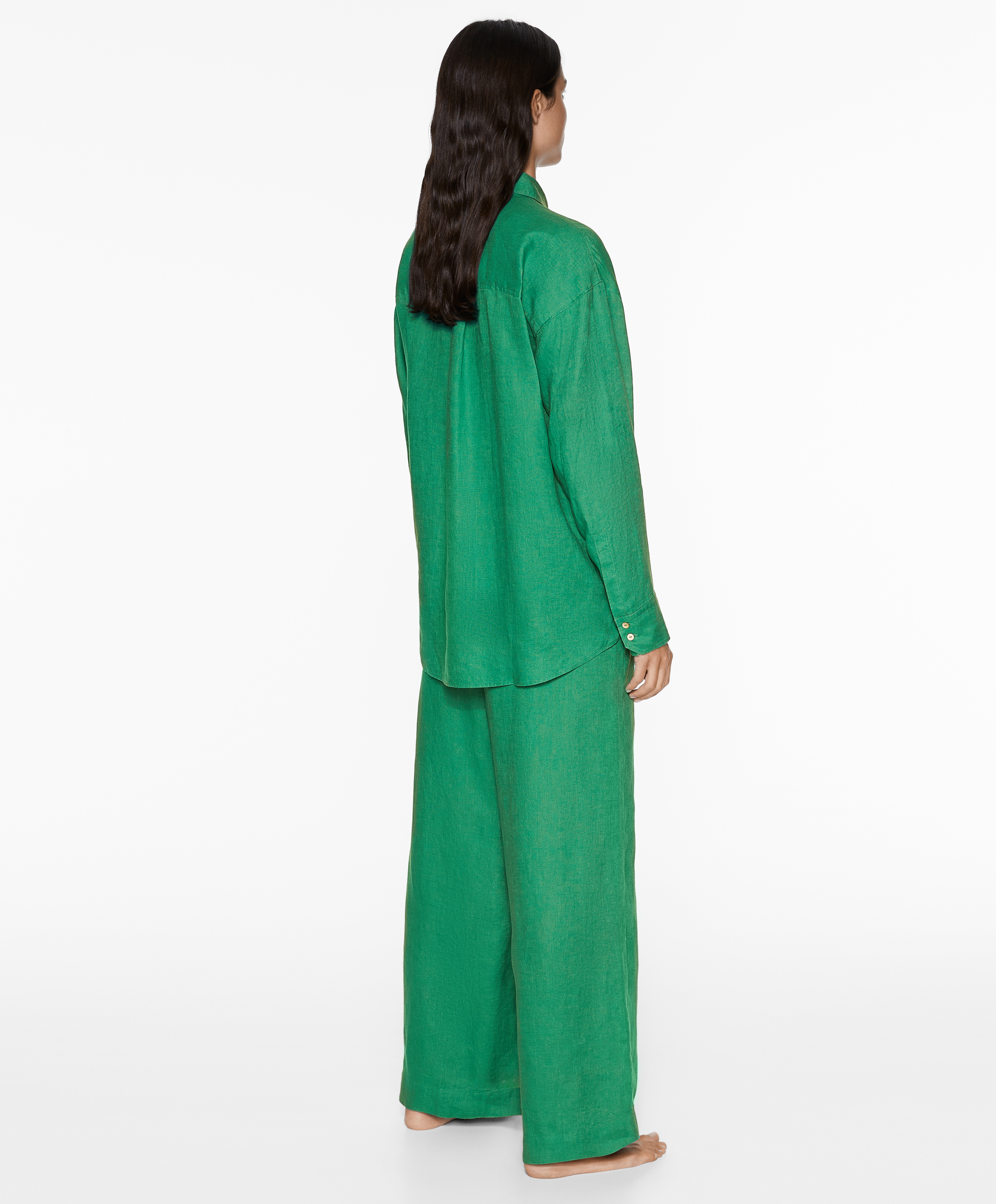 OYSHO 100% linen wide straight-leg trousers