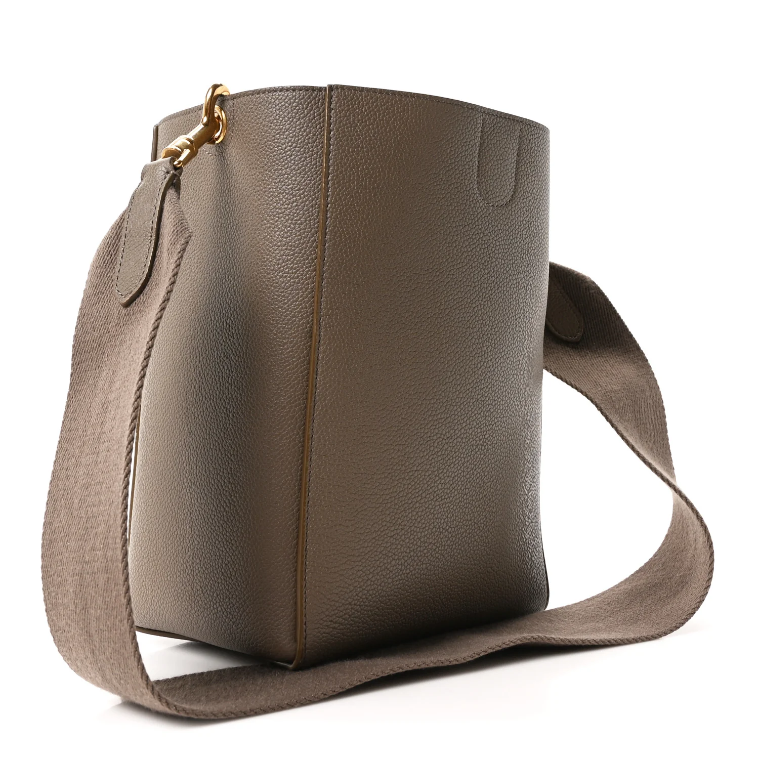 Soft Grained Calfskin Small Sangle Bucket Bag Taupe - Top Club