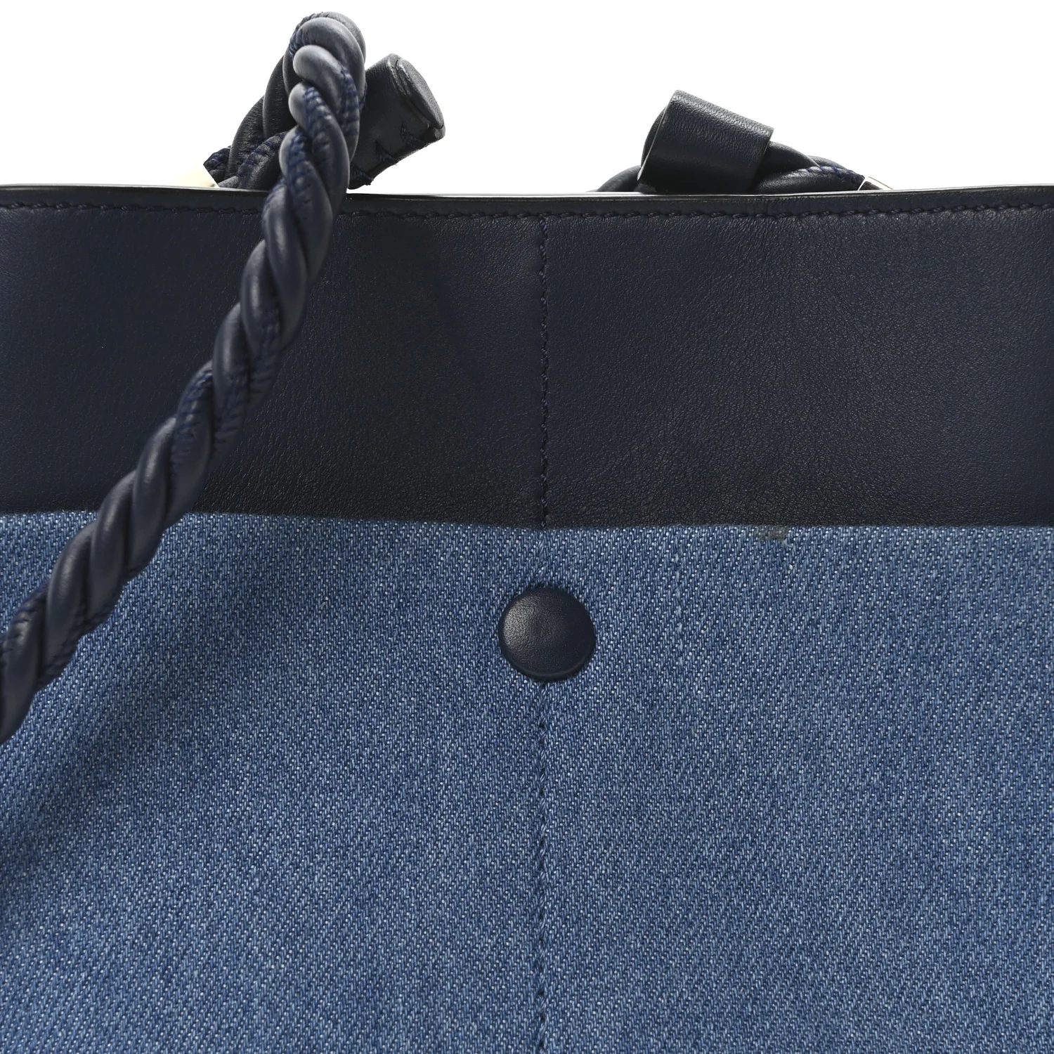 Linen Calfskin Small Key Bucket Bag Blue - Top Club