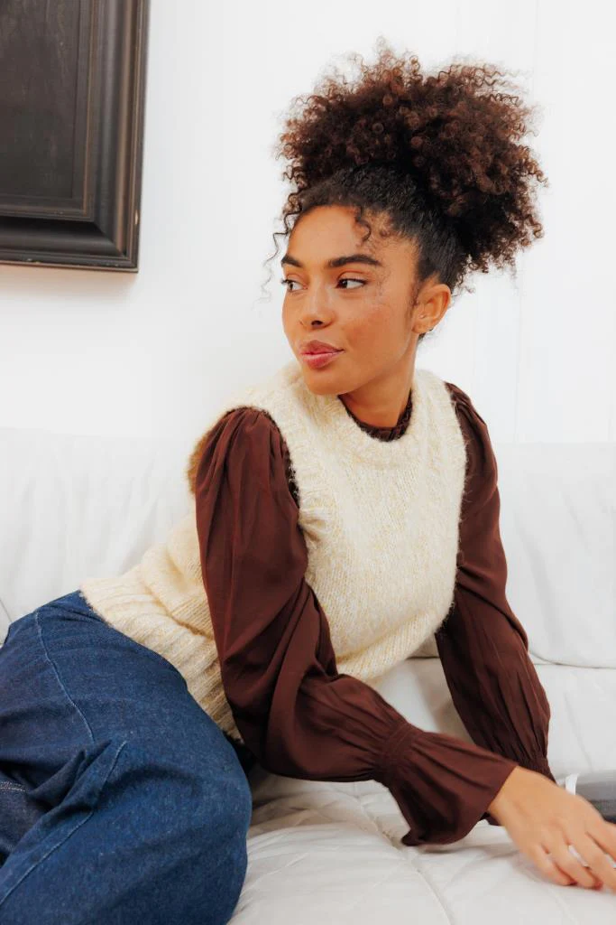 Pimkie Pull sans manches en maille moulinée