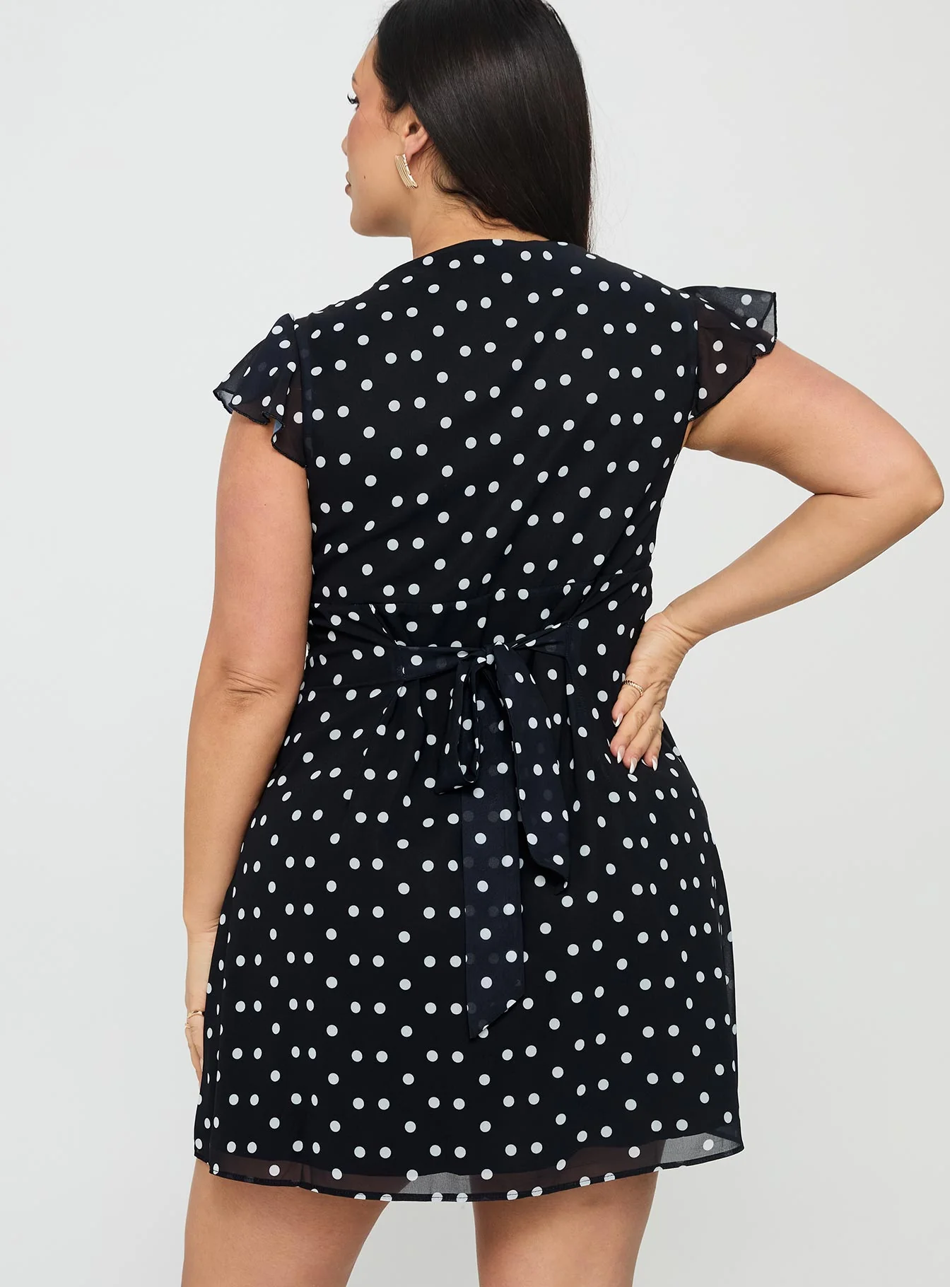 I Guess So Mini Dress Black Polka Dot Curve