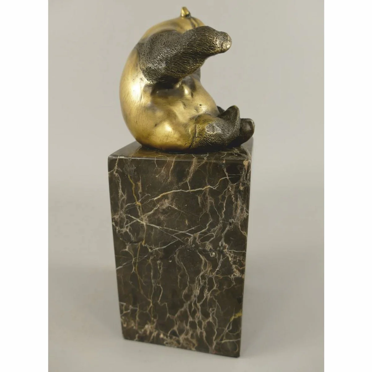Bronze sculpture panda bear gold / black H. 21 cm - bronze figure