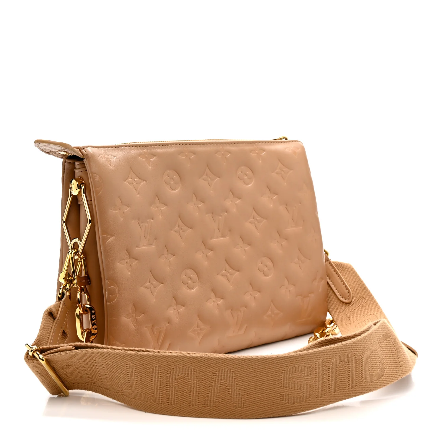 Lambskin Embossed Monogram Coussin PM Camel - Top Club