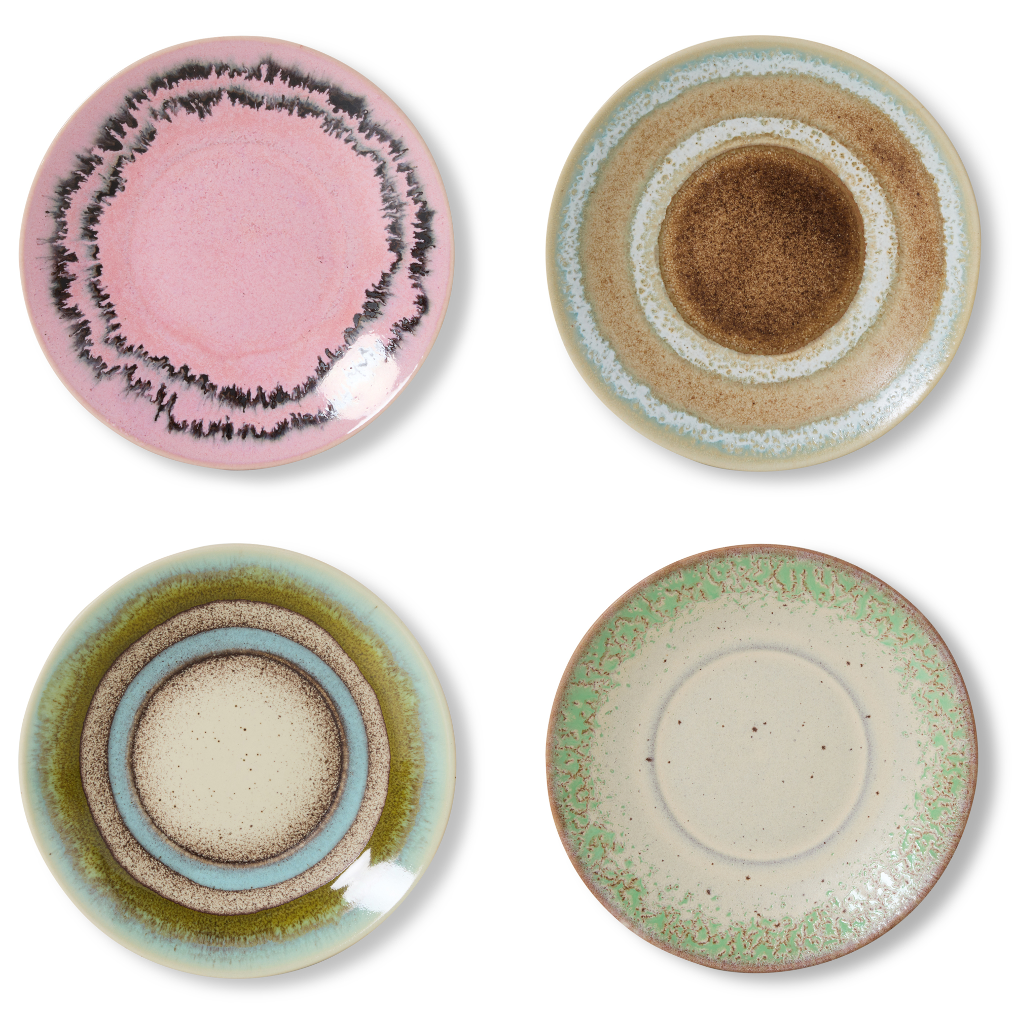 Servies 70's Ceramics gebaksbordje doodle - set van 4