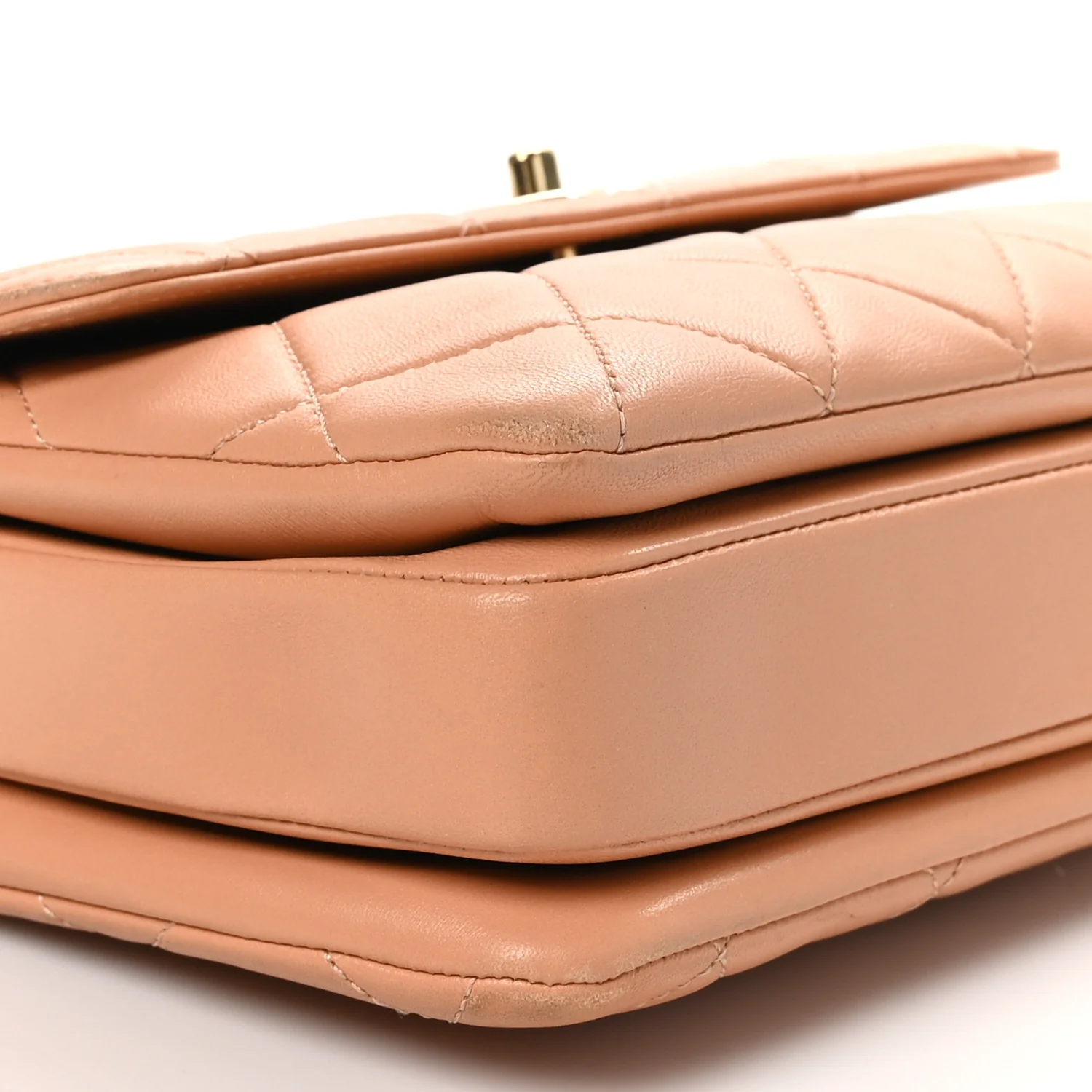 Lambskin Quilted Small Trendy CC Dual Handle Flap Bag Camel - Top Club