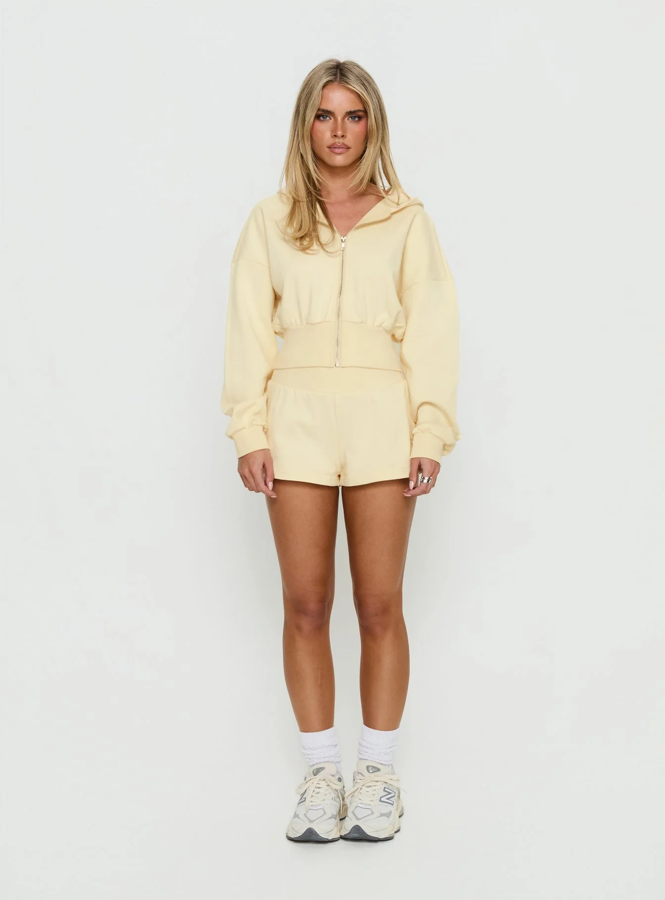 Daytime Cropped Blouson Hoodie Buttercream