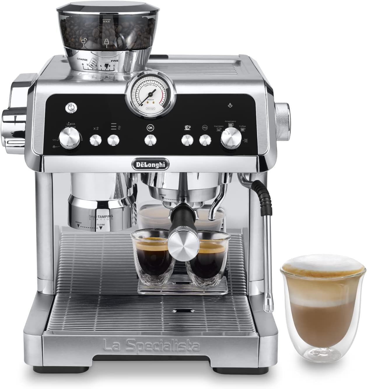 la Specialista Prestigio EC9355.M Macchina da Caffè Espresso Manuale con Tecnologia Sensor Grinding, Controllo Attivo a Temperatura e Preinfusione Dinamica, 1450 W, Silver