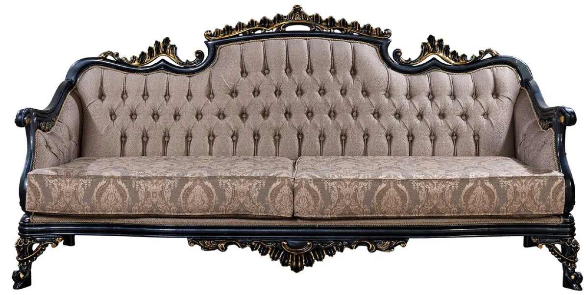 Luxury Baroque Living Room Set Gray / Blue / Gold - 2 Baroque Sofas & 2 Baroque Armchairs & 1 Baroque Coffee Table - Luxury Living Room Furniture in Baroque Style - Baroque Furniture - Noble & Magnificent