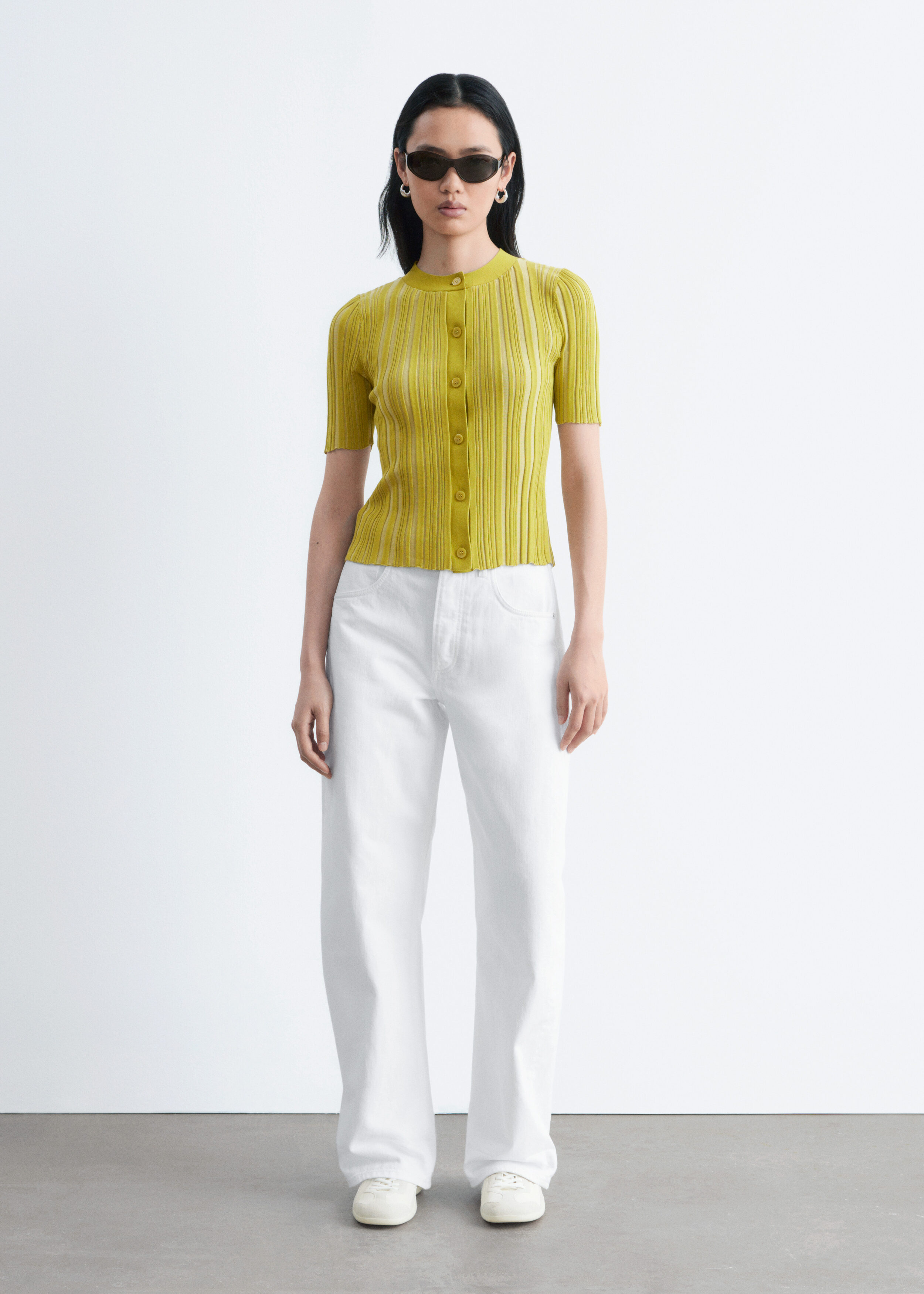 & Other Stories SHORT-SLEEVE RIB-KNIT CARDIGAN