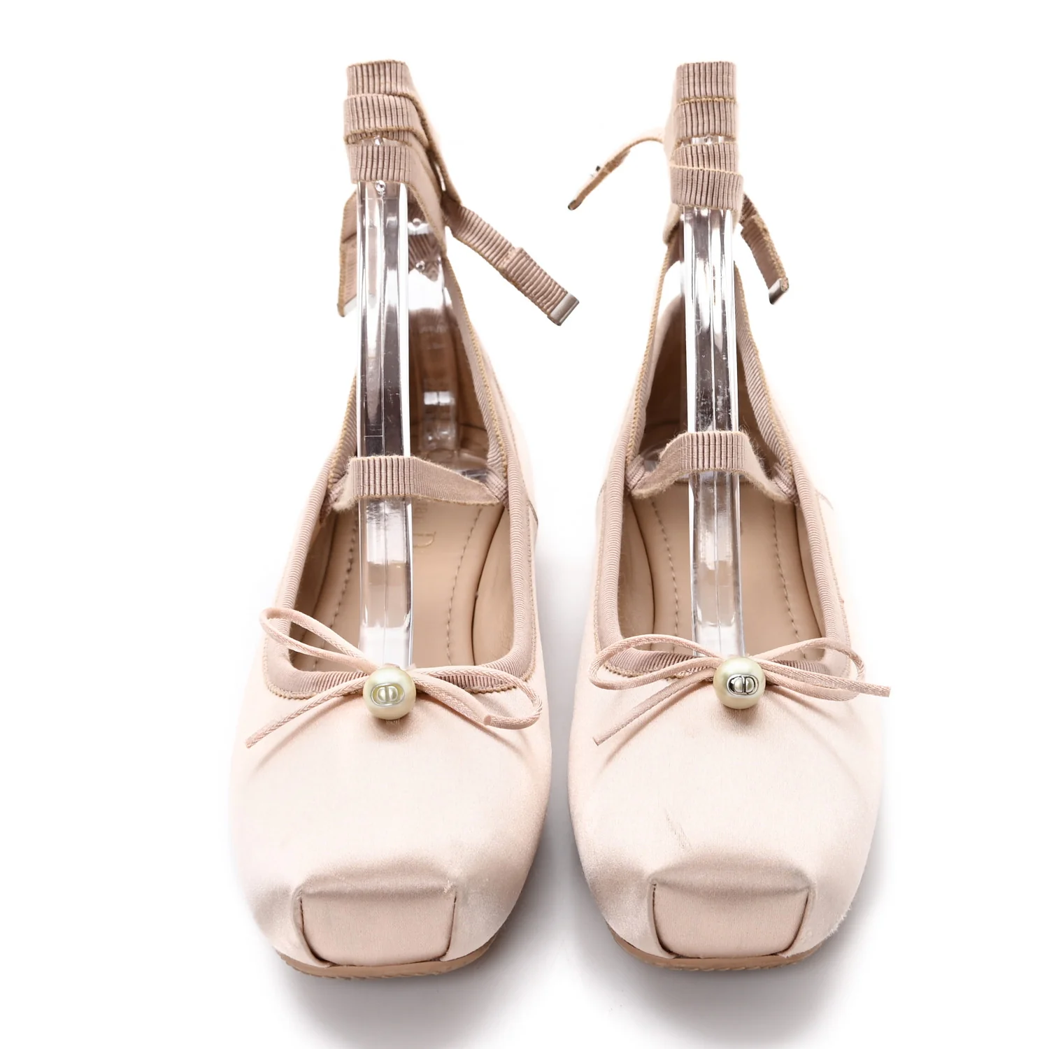 Satin Grosgrain D-Joy Ballet Flats 36 Beige Rose - Top Club