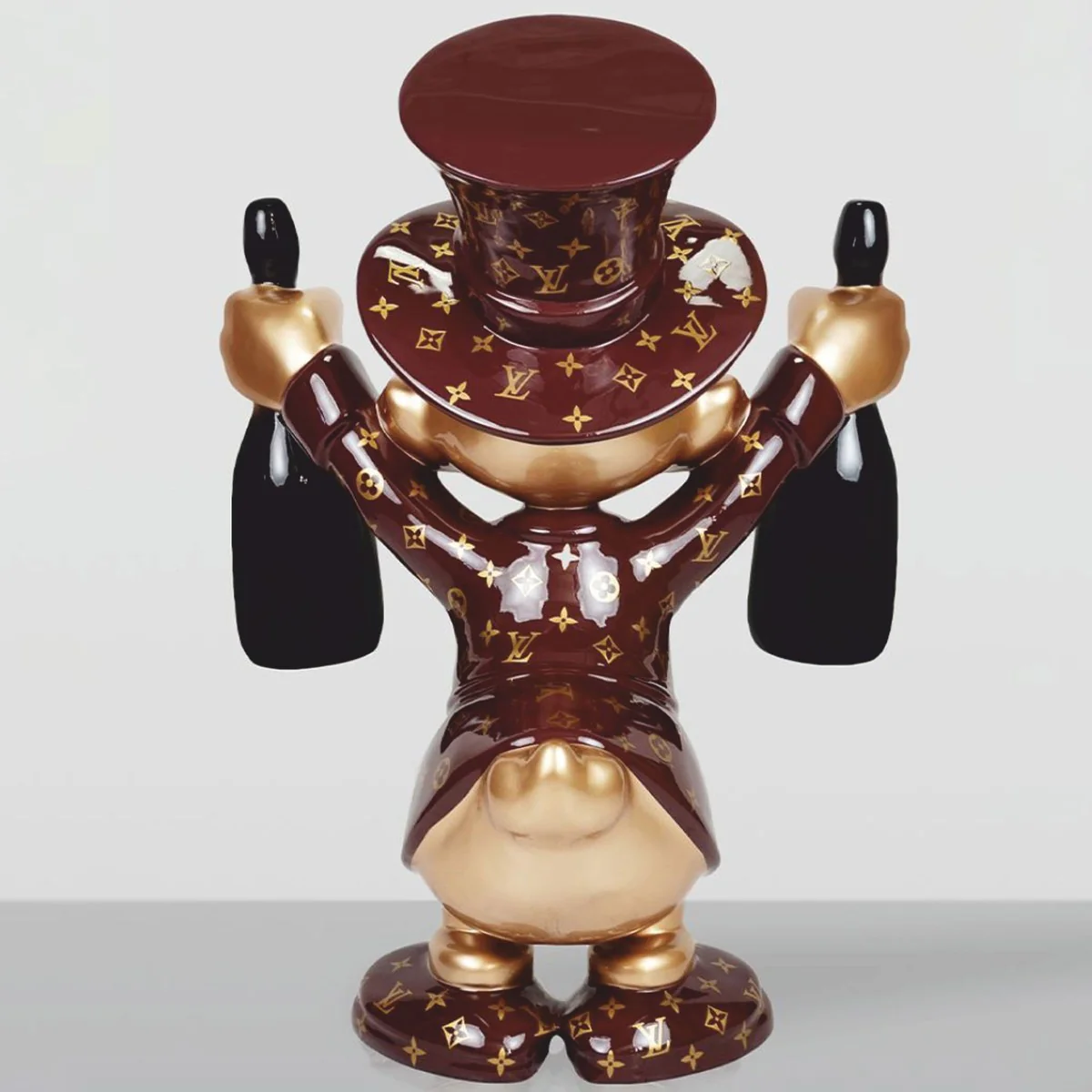 XXL decorative sculpture duck brown / gold / black H. 120 cm - large decorative figure