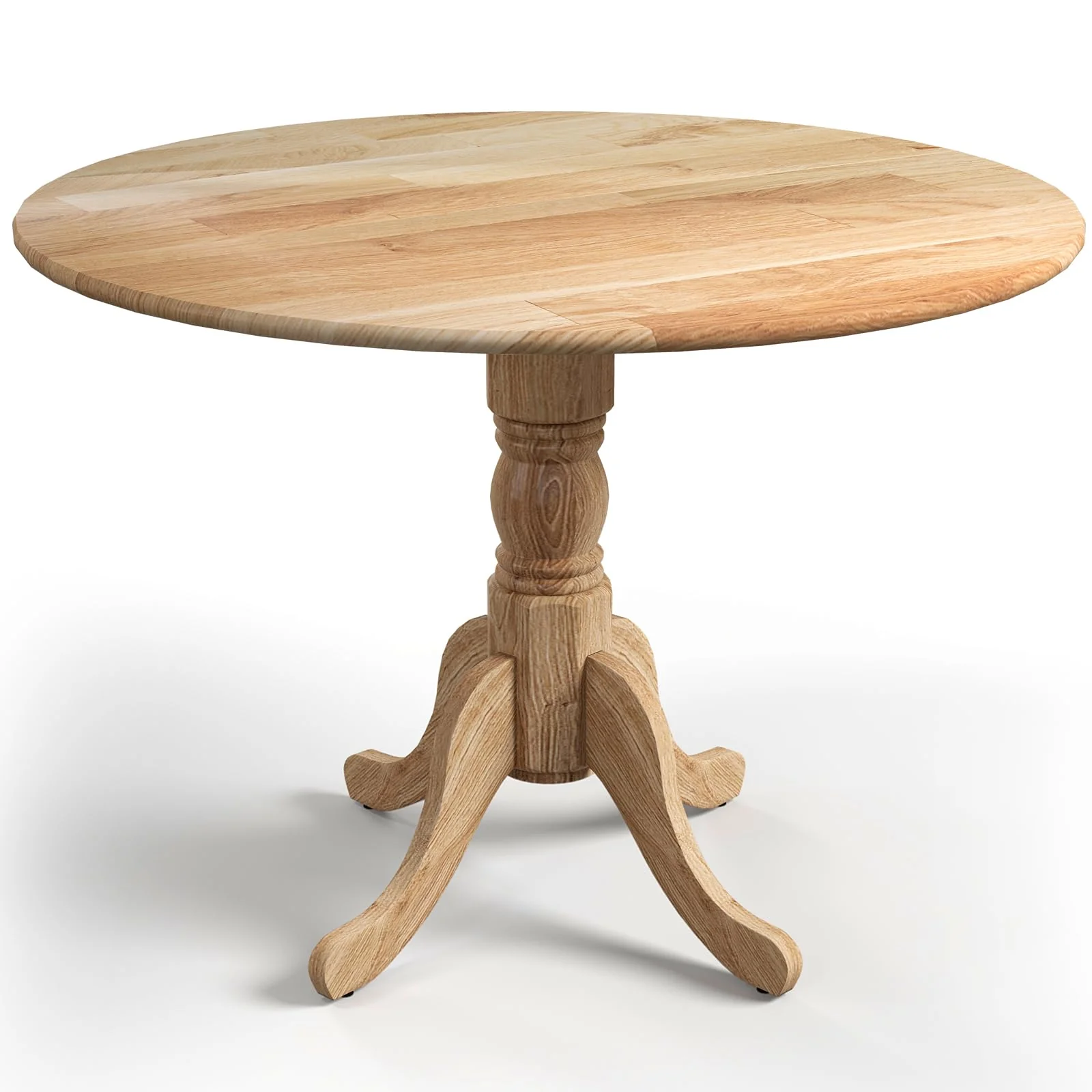 BEFOUNDLOVELY Wood Round Dining Table for 4 People with Round Tabletop & Curved Trestle Legs