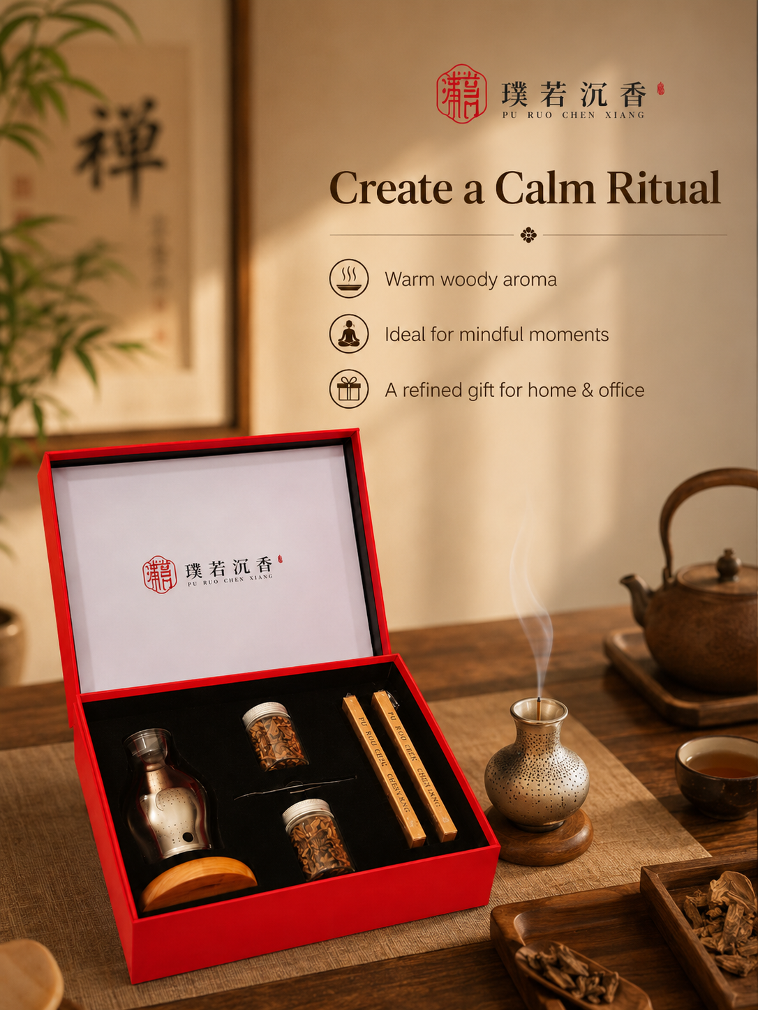 Premium Agarwood Incense Gift Set with Burner
