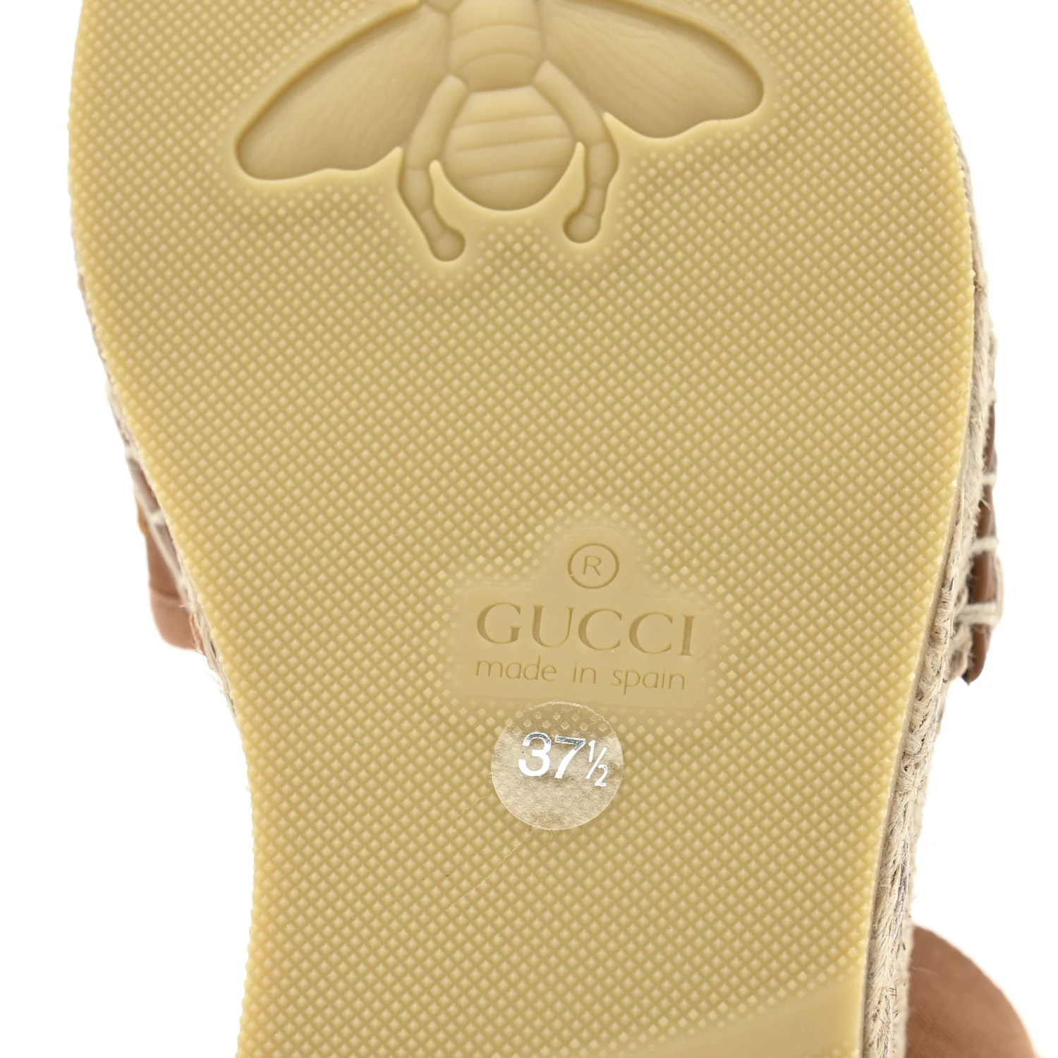 Canvas Damita GG Eyelet Espadrille Wedge Sandals 37.5 Blondie Cognac - Top Club
