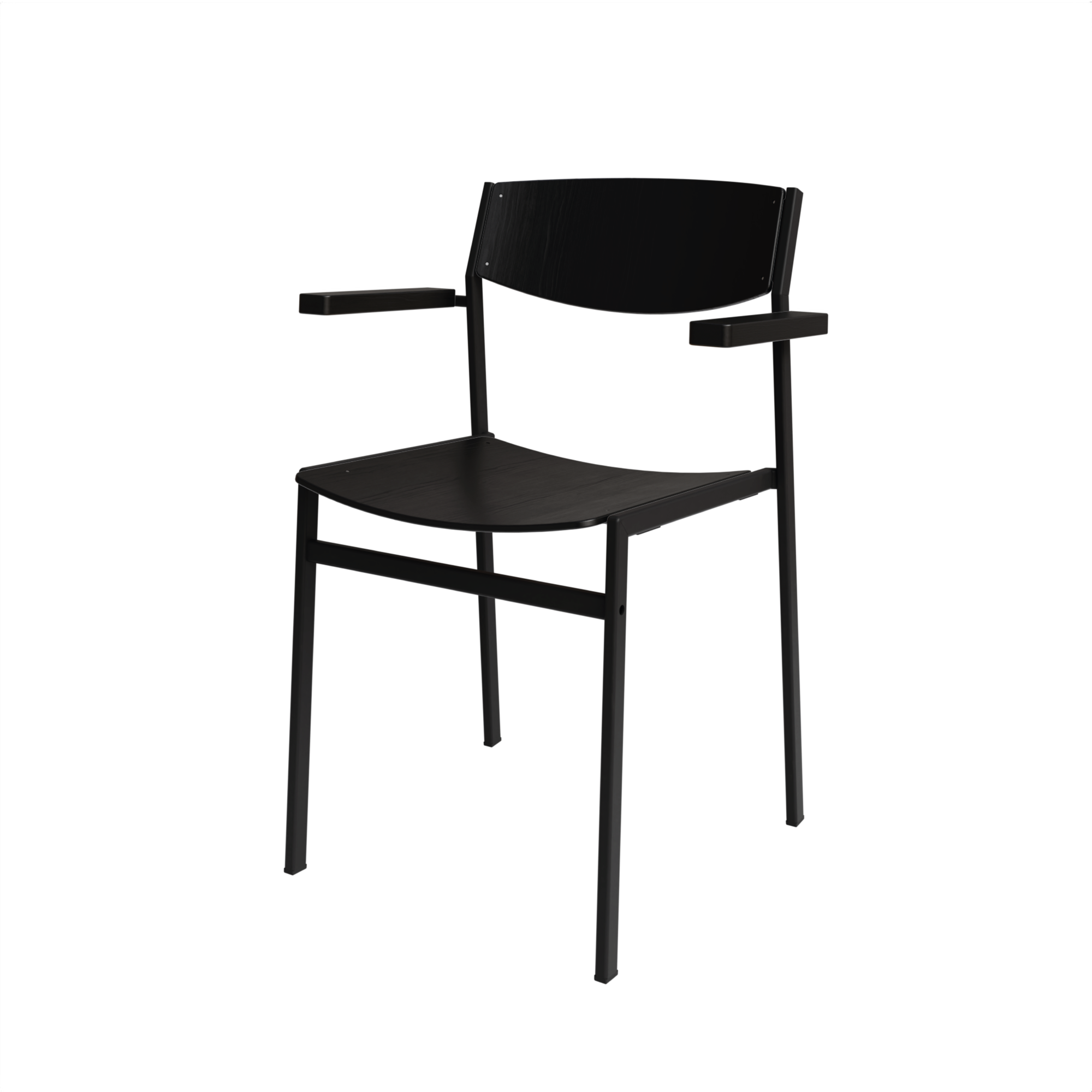 Dining 50 MA Hout - Frame RAL9005 Jet Black - Eiken Fineer Zwart + arms Eiken Fineer Zwart