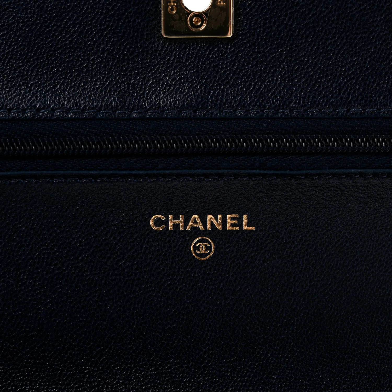 Lambskin Quilted Hold The Line Wallet On Chain WOC Dark Blue - Top Club