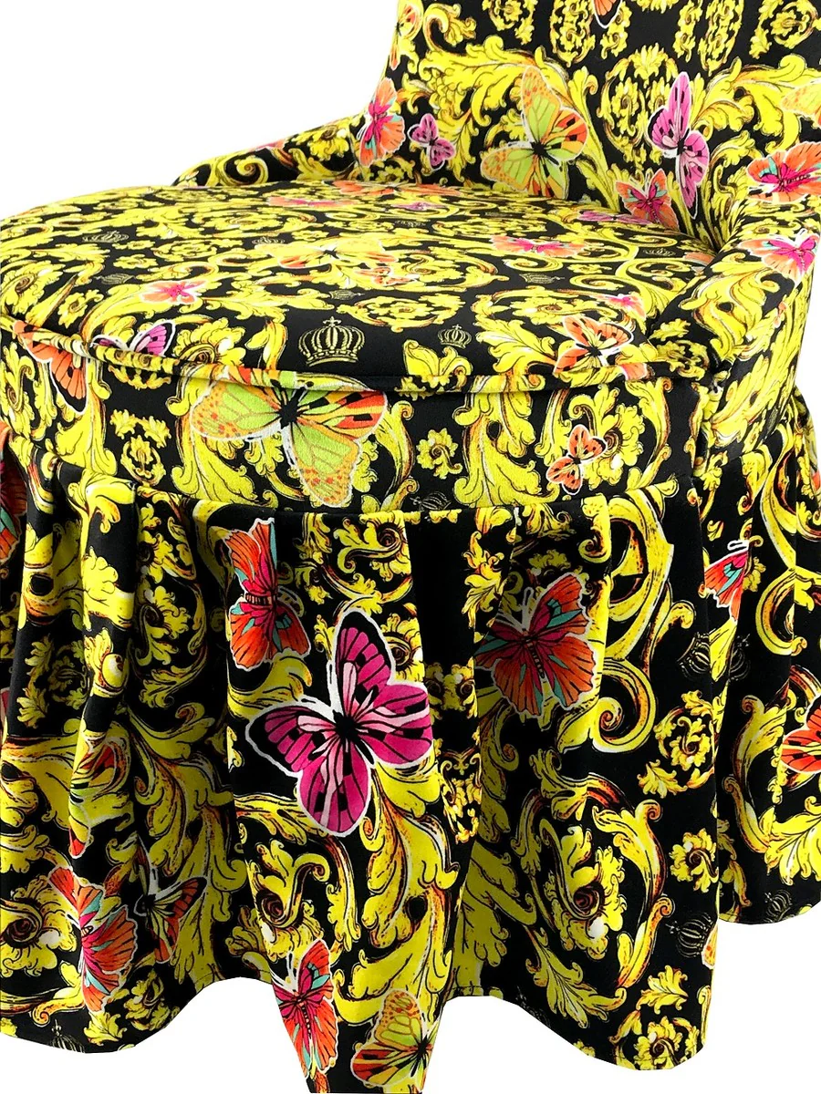 Pompöös by Luxus Baroque Castle Dining Room Chairs Butterflies & Flowers Multicolored / Black / Gold - Pompöös Baroque Chairs designed by Harald Glööckler - 6 Dining Room Chairs - Baroque Furniture