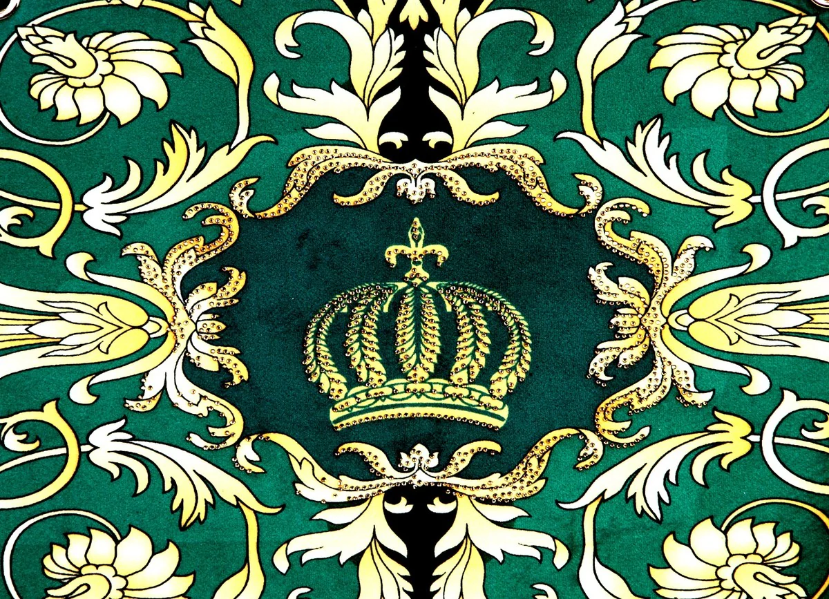 Pompöös by Luxus women's handbag Baroque Flowers with crown and rhinestones green / black / gold 43 x H. 43 cm - designed by Harald Glööckler