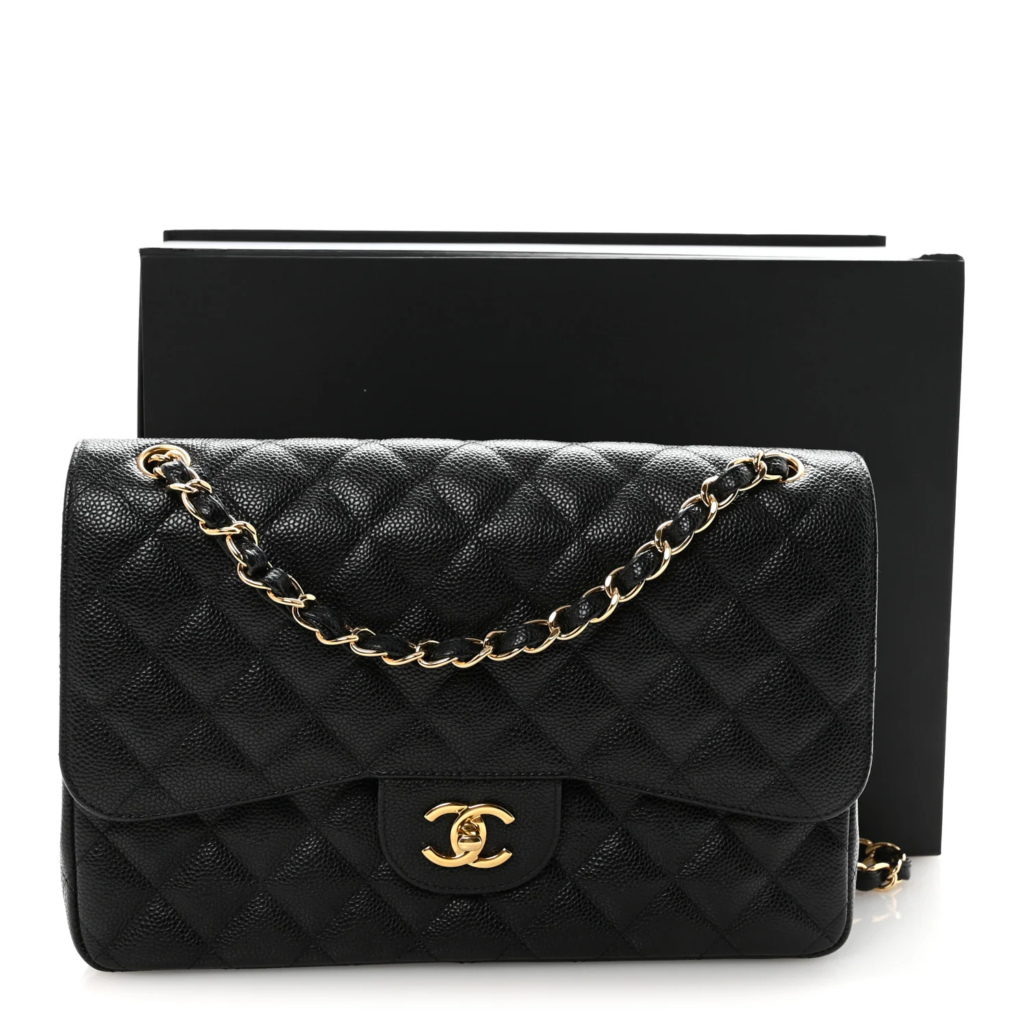 Caviar Quilted Jumbo Double Flap Black - Top Club