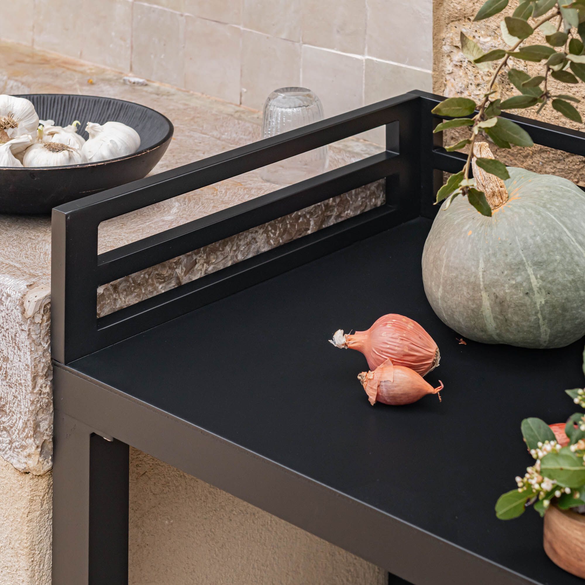 ZANNOUCH - Meuble d'angle de cuisine extérieure en métal - noir