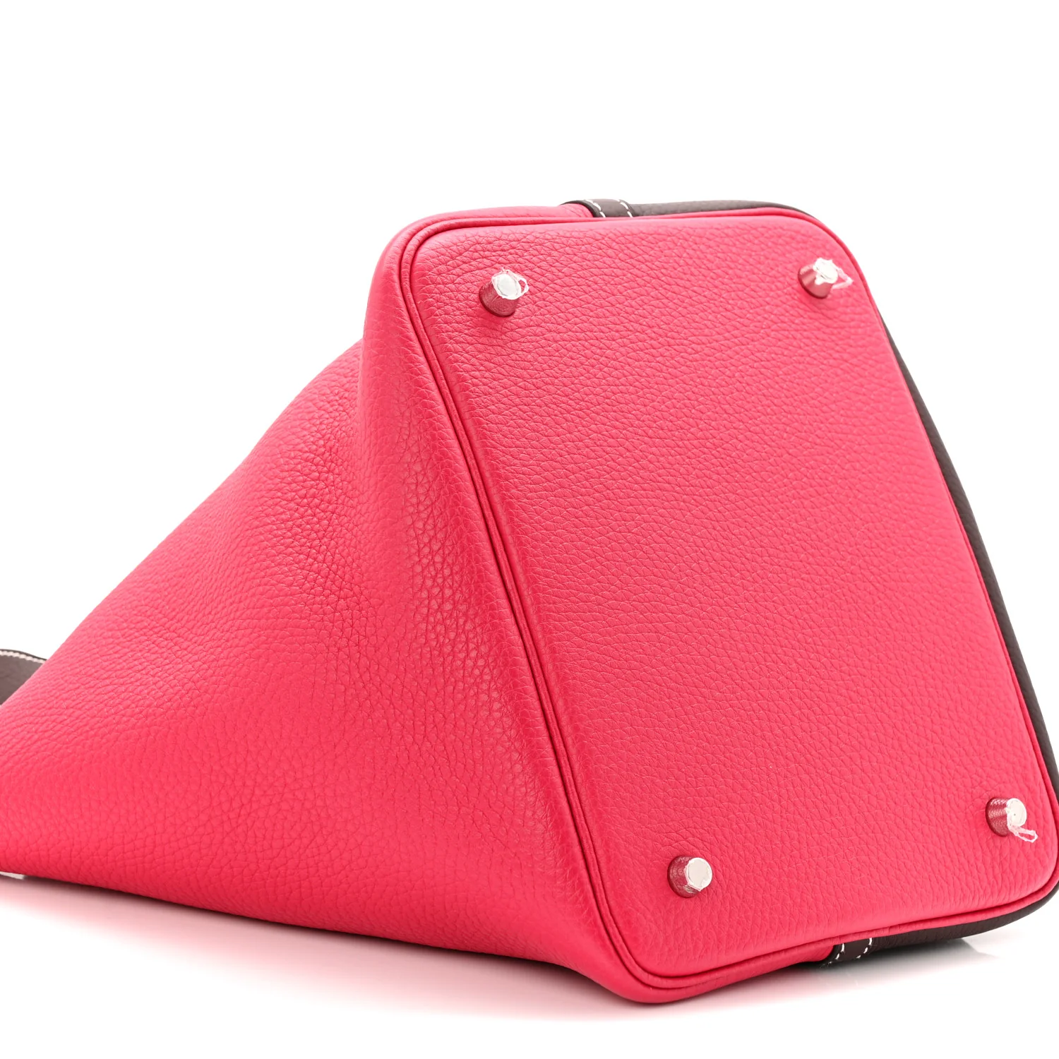 Taurillon Clemence Casaque Picotin Lock 18 PM Rouge Sellier Framboise - Top Club