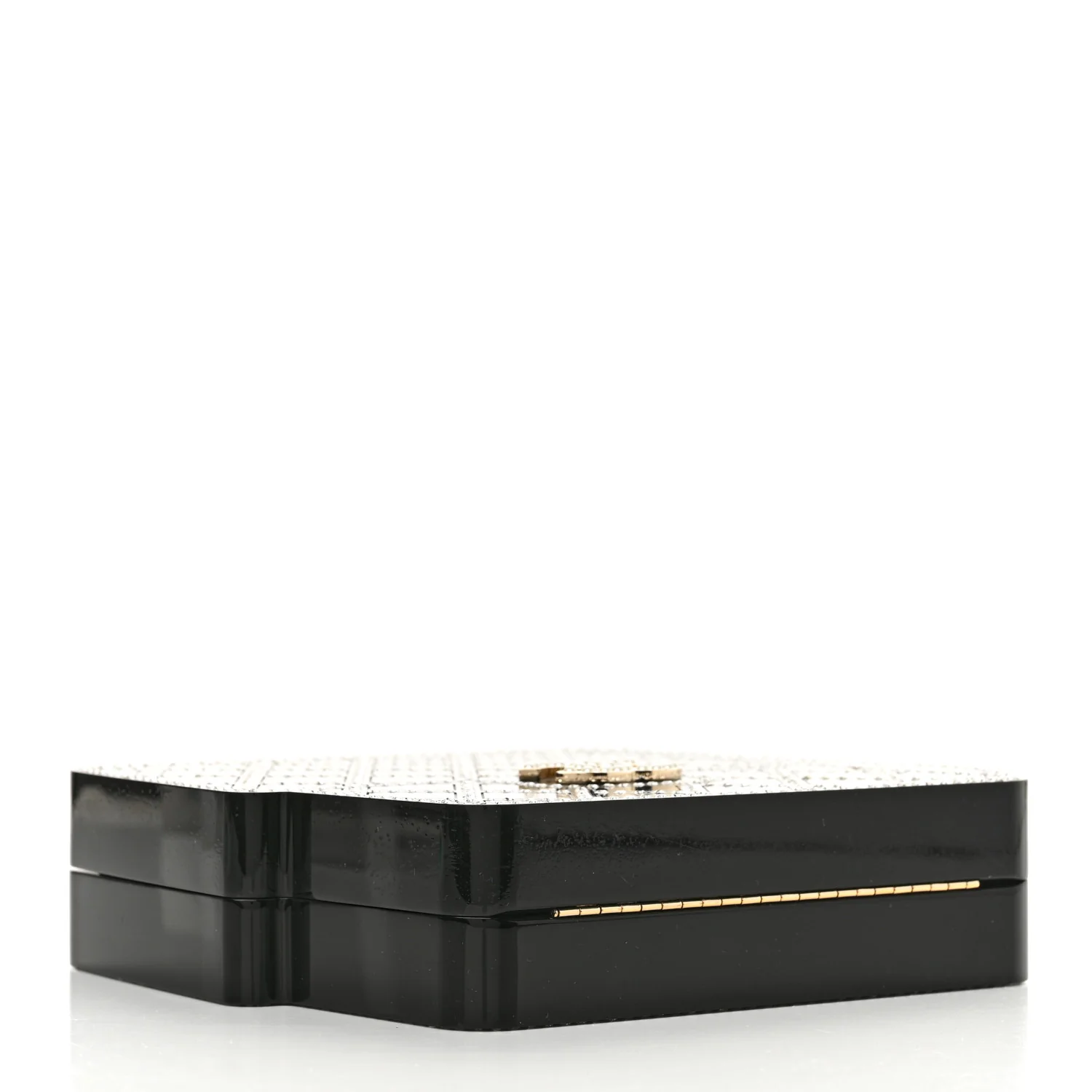 Plexiglass Crystal Quilted Minaudiere Clutch Black White - Top Club