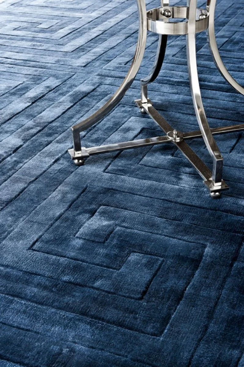 Luxury Viscose Rug Sapphire Blue - Various Sizes - Handwoven Living Room Rug