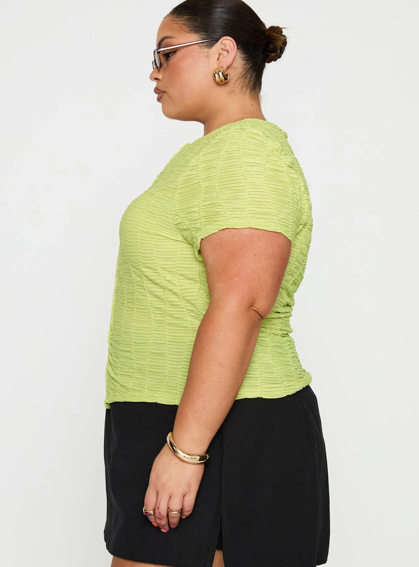 Suzu Textured Top Green Curve