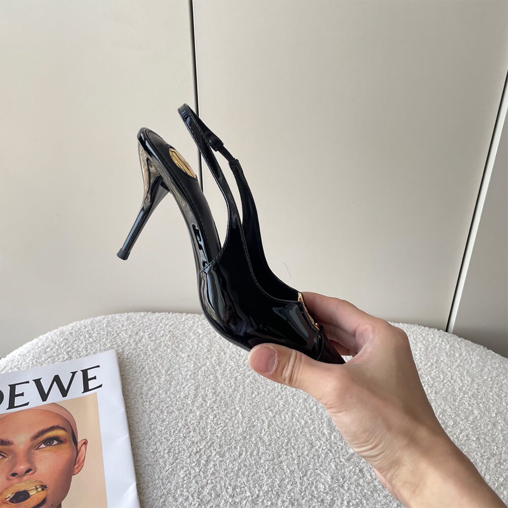 YSL Babylone Breteuil Slingback Pumps in Patent Leather - Top Club