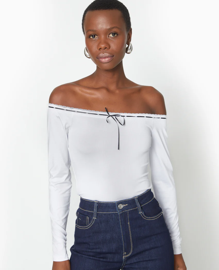 Pimkie Top encolure Bardot avec noeud contrasté