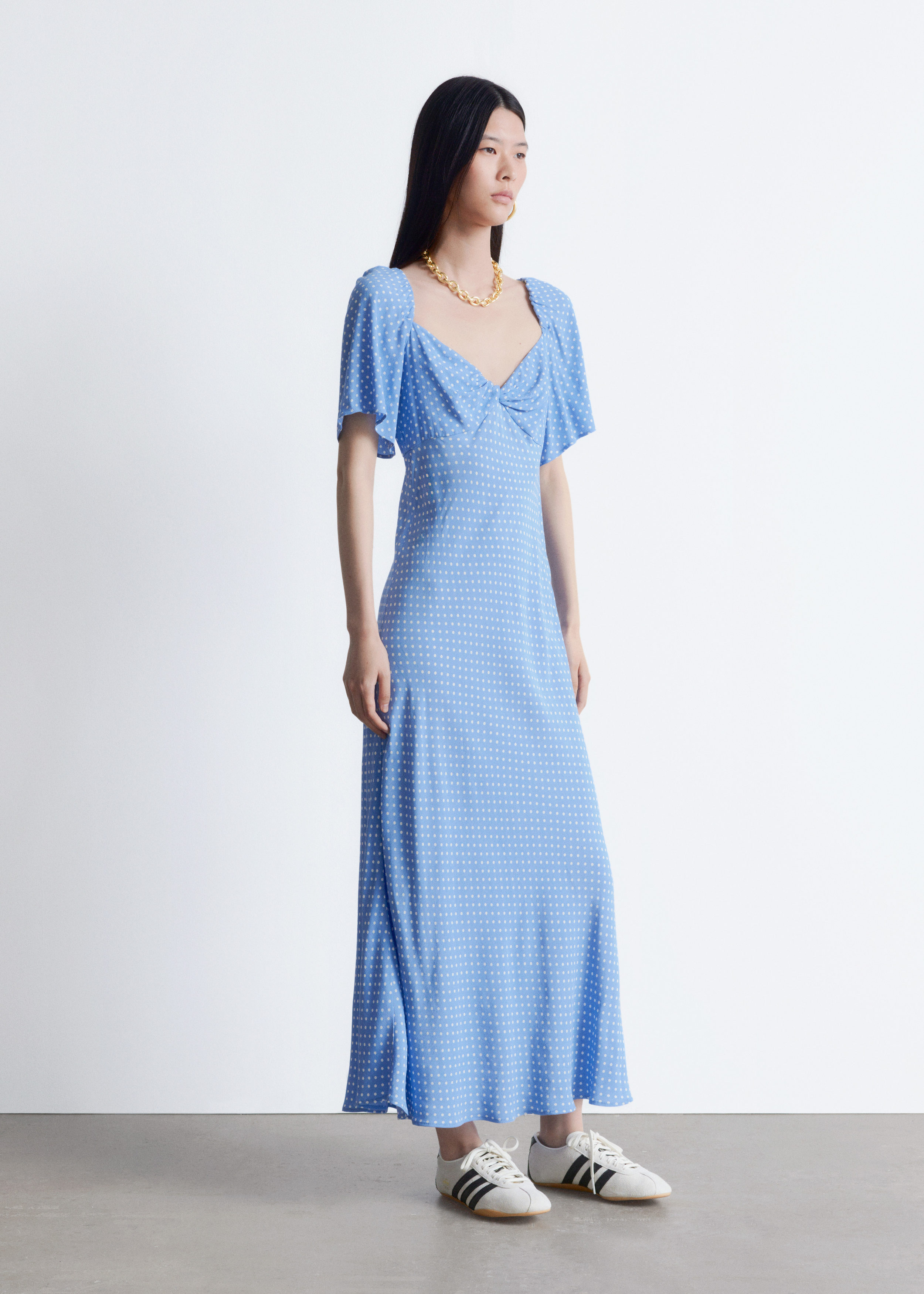 & Other Stories FLUTTER-SLEEVE MIDI DRESS