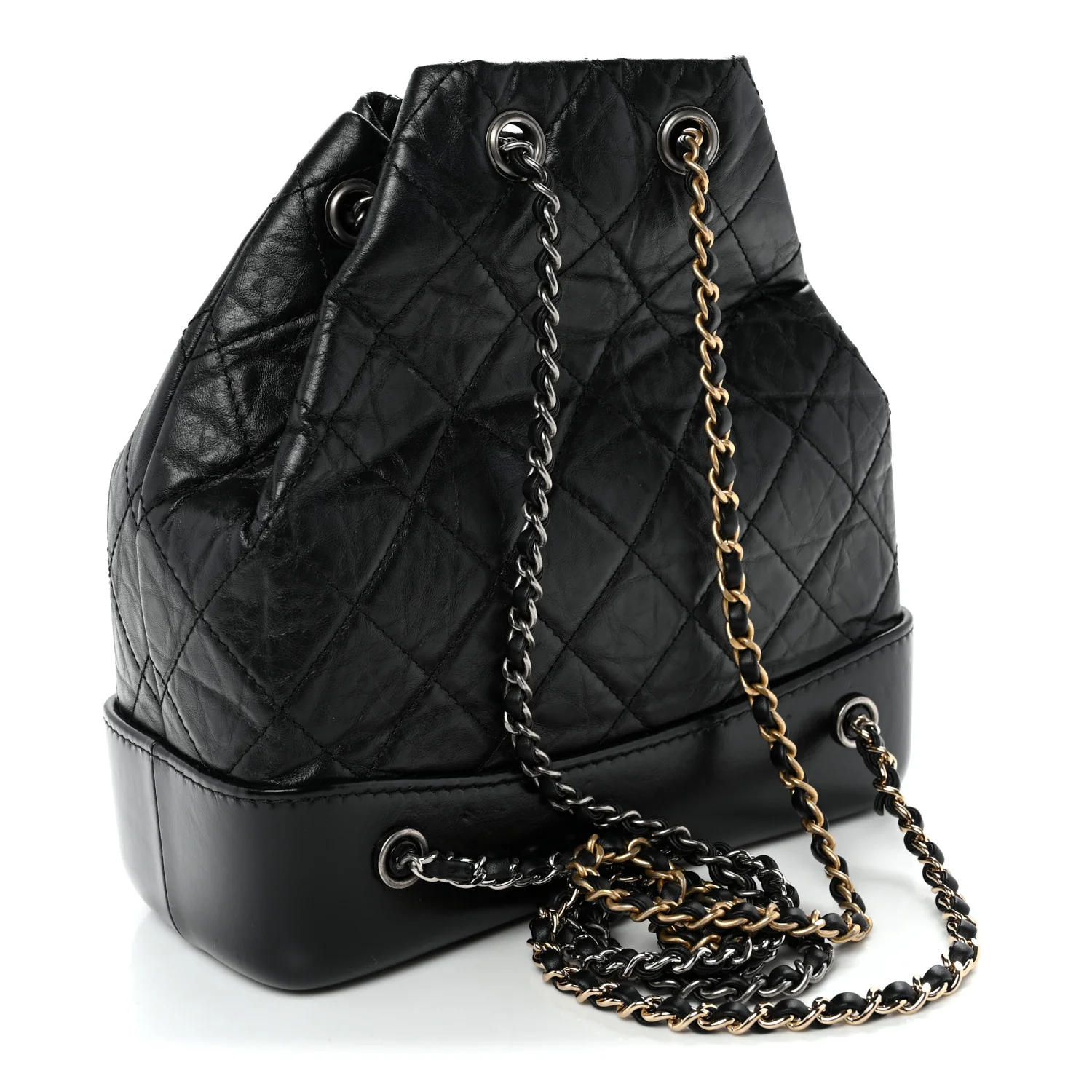 Aged Calfskin Quilted Small Gabrielle Backpack Black
