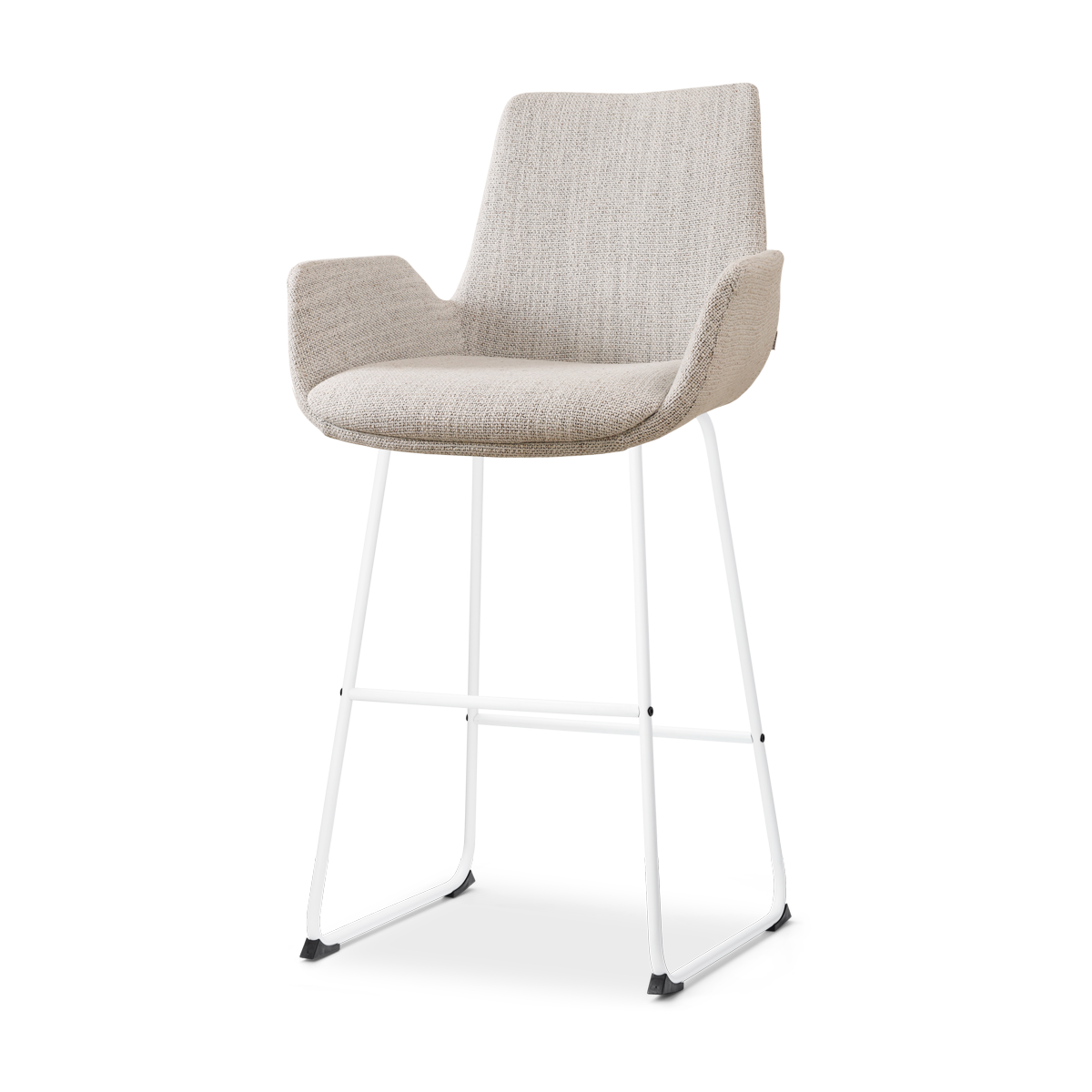 Nino-Eef barkruk grijs beige gemêleerd - wit onderstel 75 cm