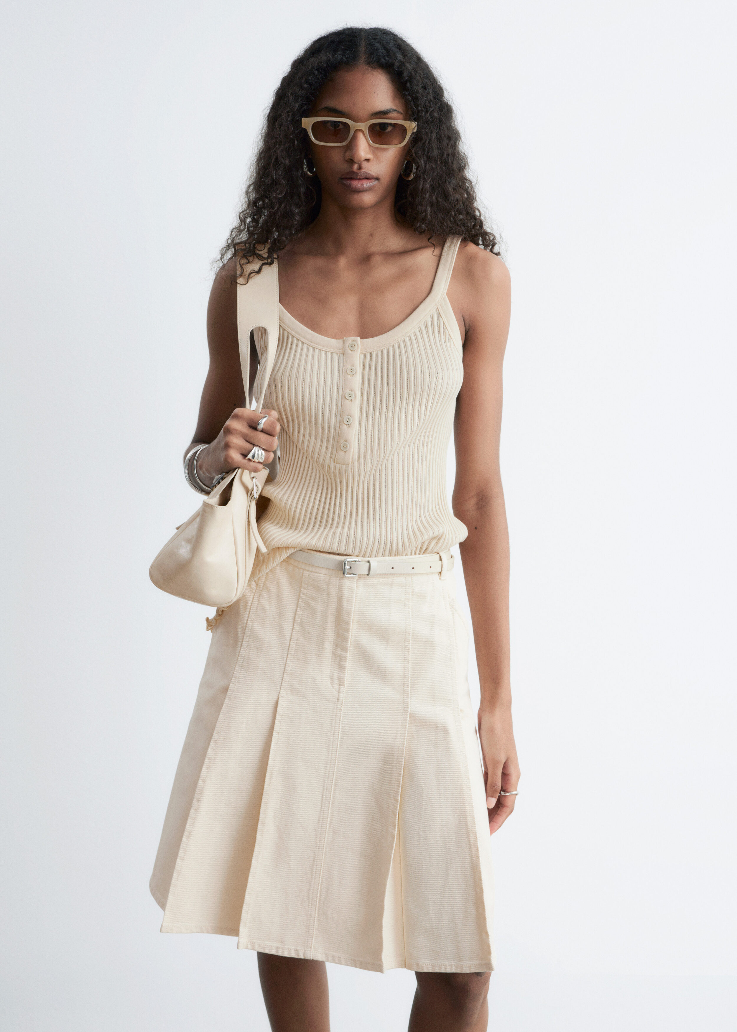 & Other Stories PLEATED COTTON MIDI SKIRT