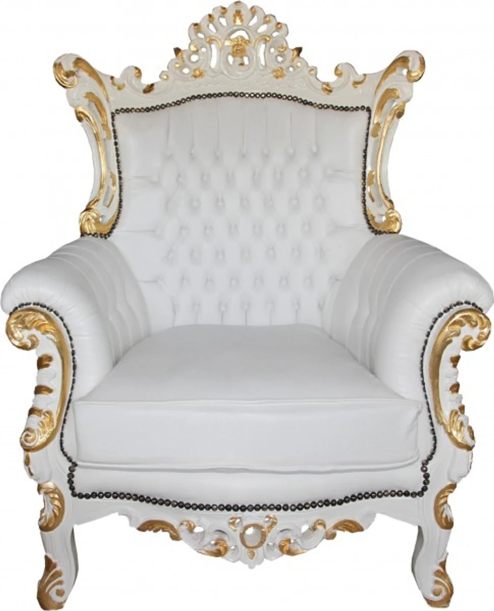 Barock Sessel Al Capone Weiß/Gold Mod2 - Limited Edition