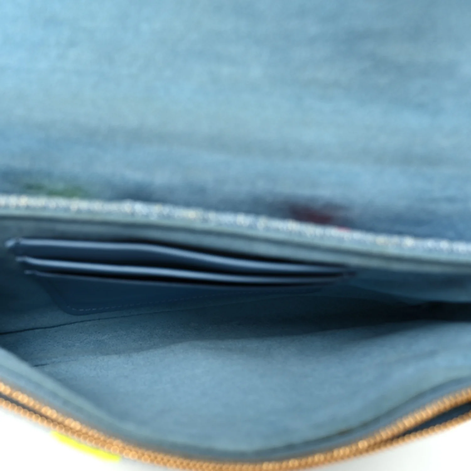 Embroidered Monogram Denim New Wave Chain Pochette Blue - Top Club