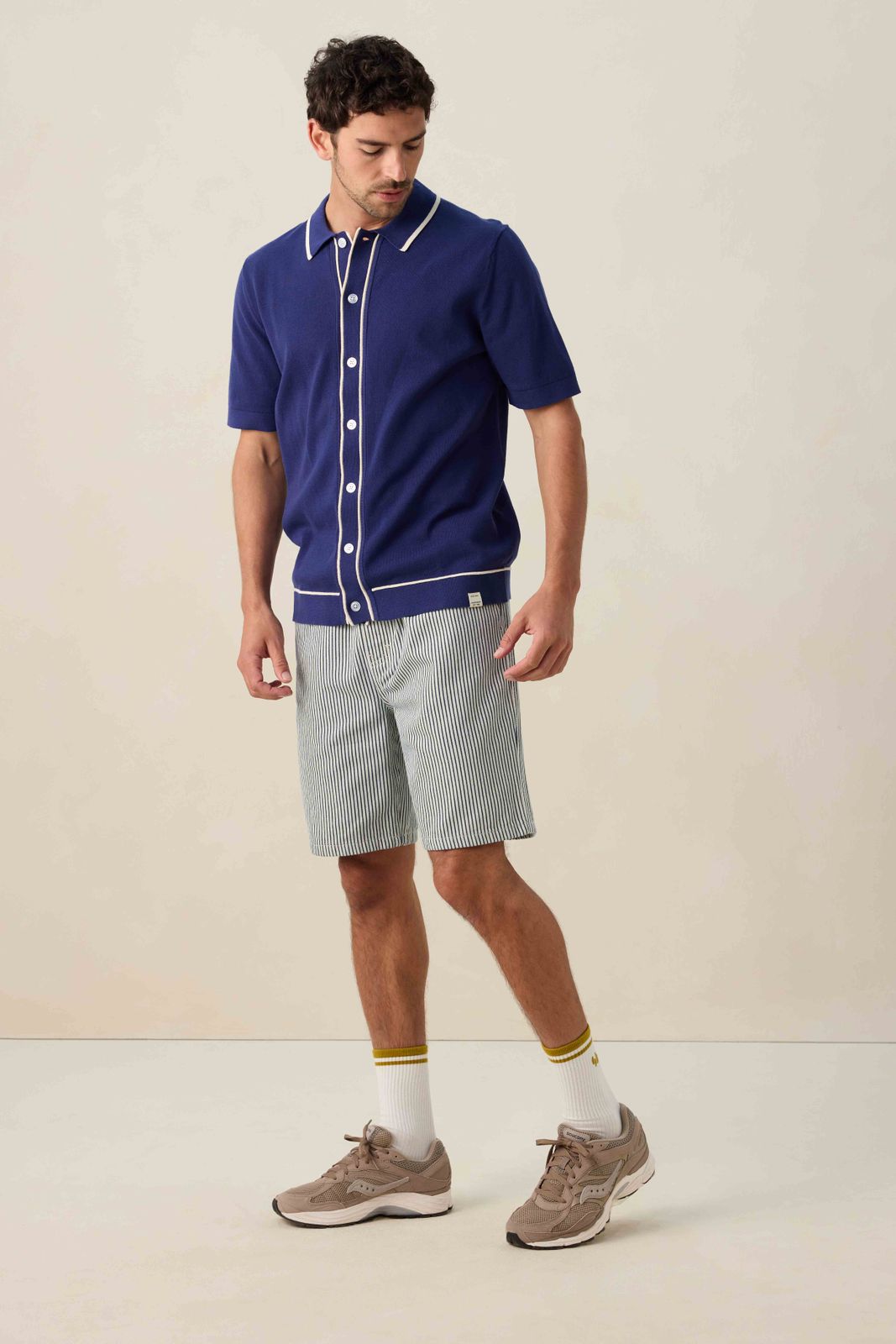 Donkerblauwe gebreide polo