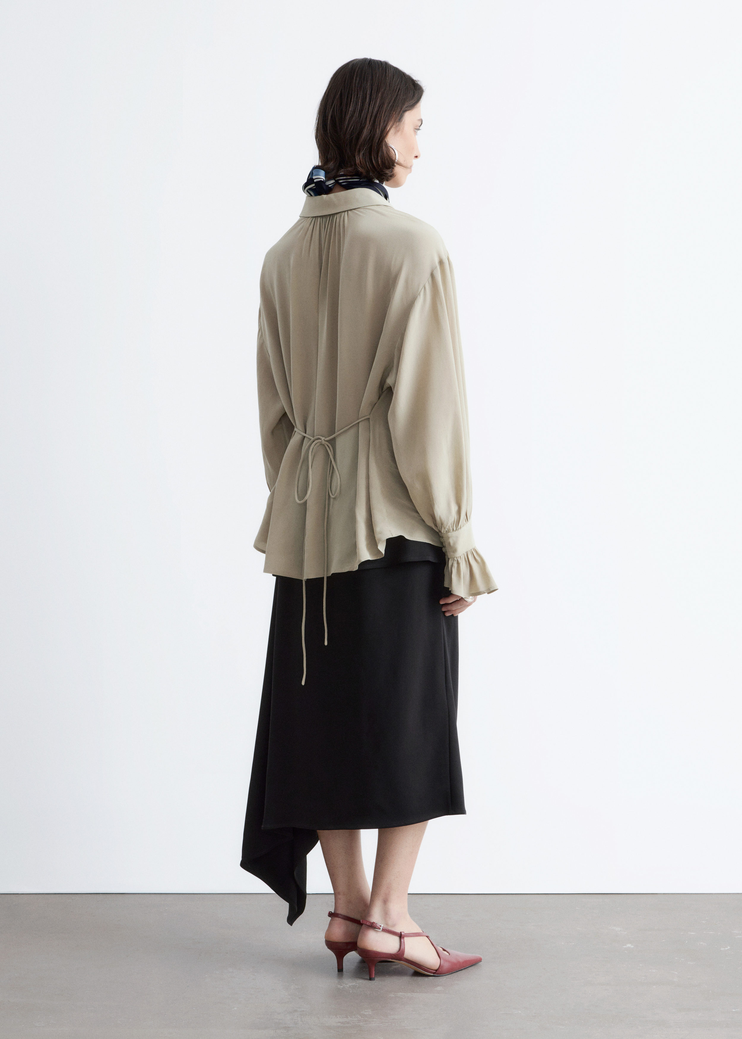 & Other Stories TIE-BACK GATHERED BLOUSE