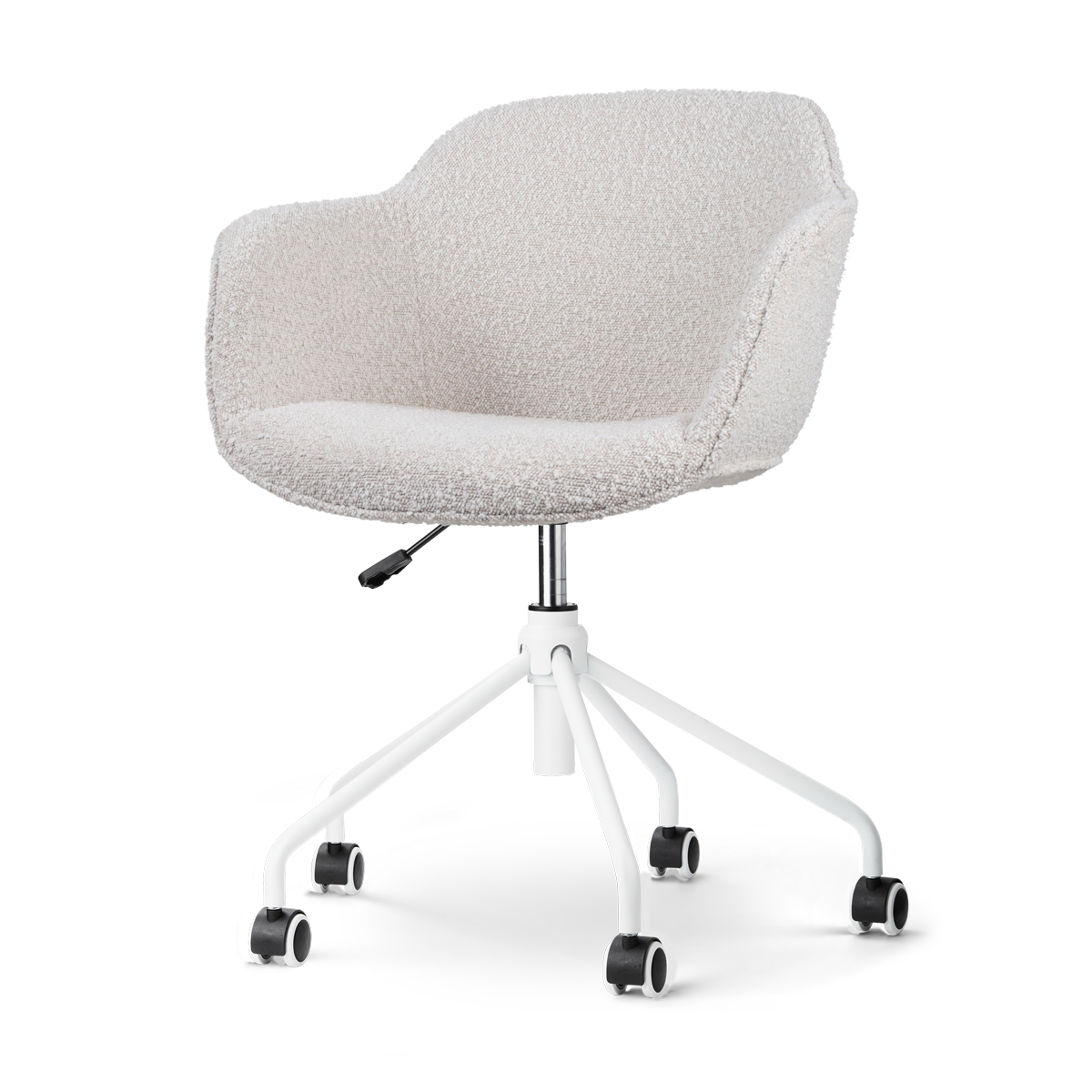 Bureaustoel Nout-Mare bouclé beige - wit onderstel