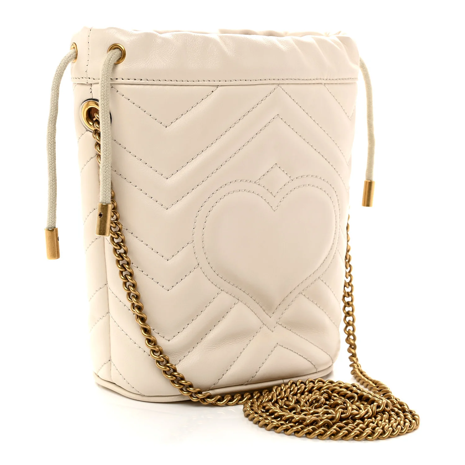 Calfskin Matelasse Mini GG Marmont 2.0 Bucket Bag White - Top Club