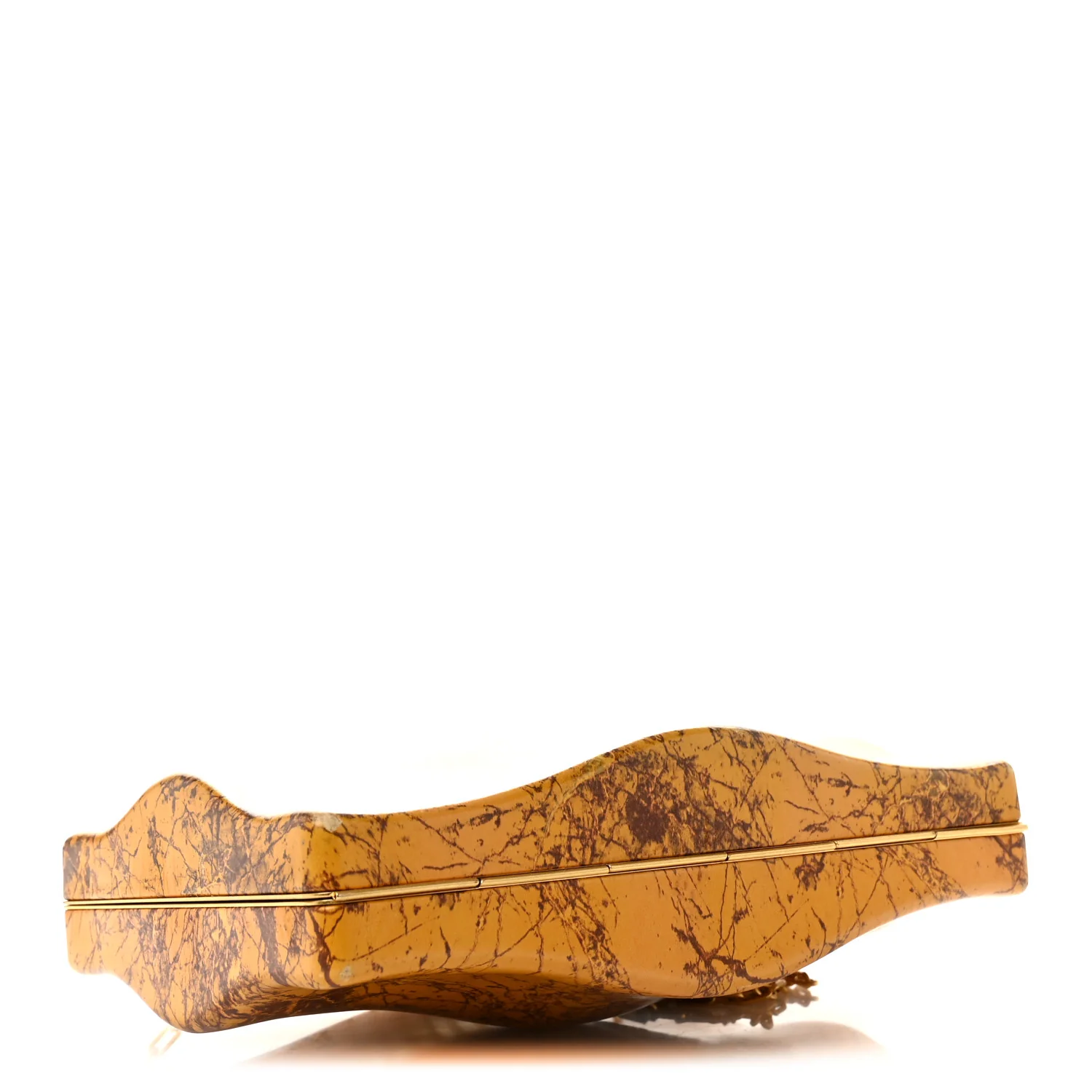 Spazzolato Calfskin Chain Clutch Gold Marble - Top Club