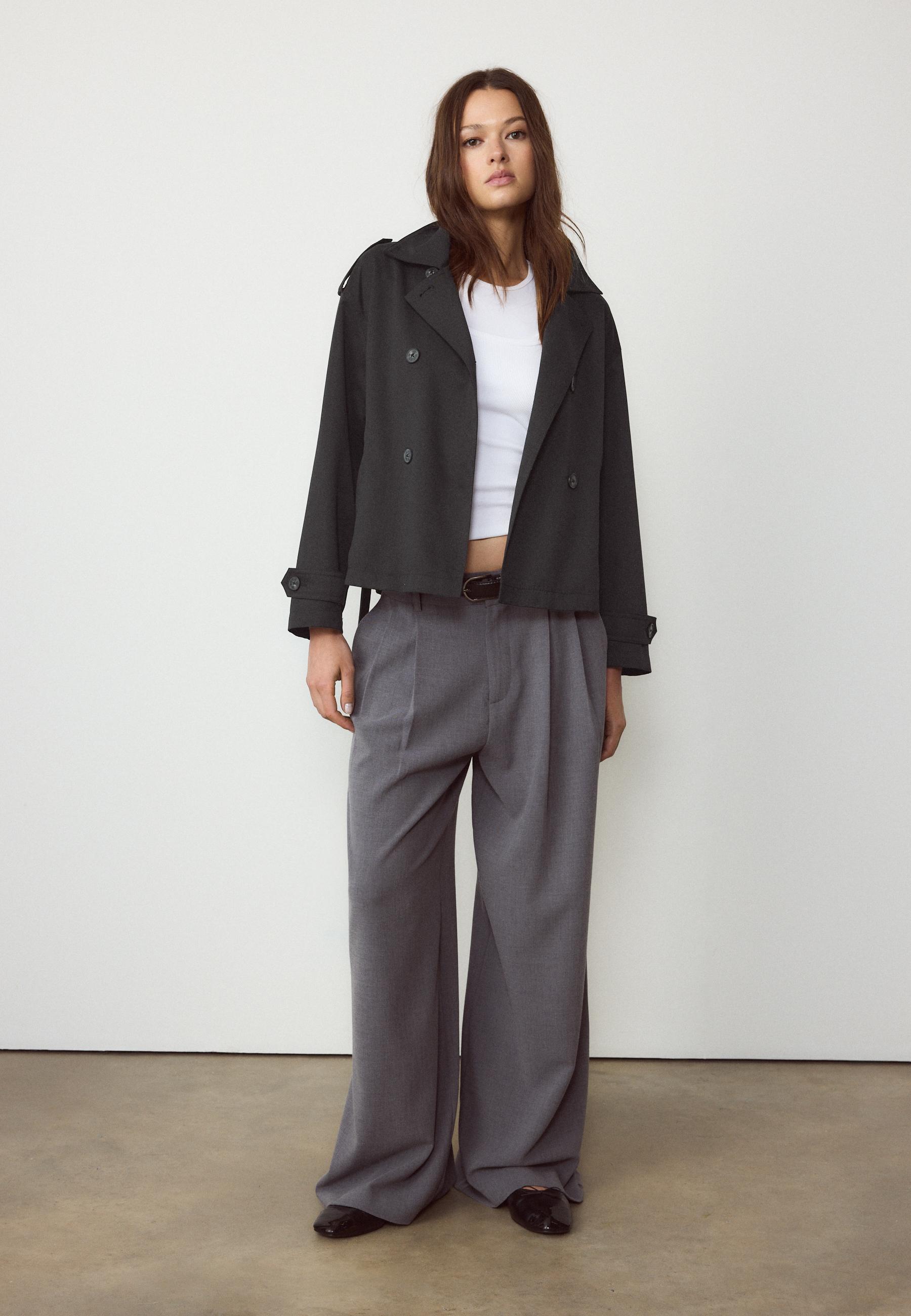 SHORT FLOWING TRENCH COAT WITH BELT
