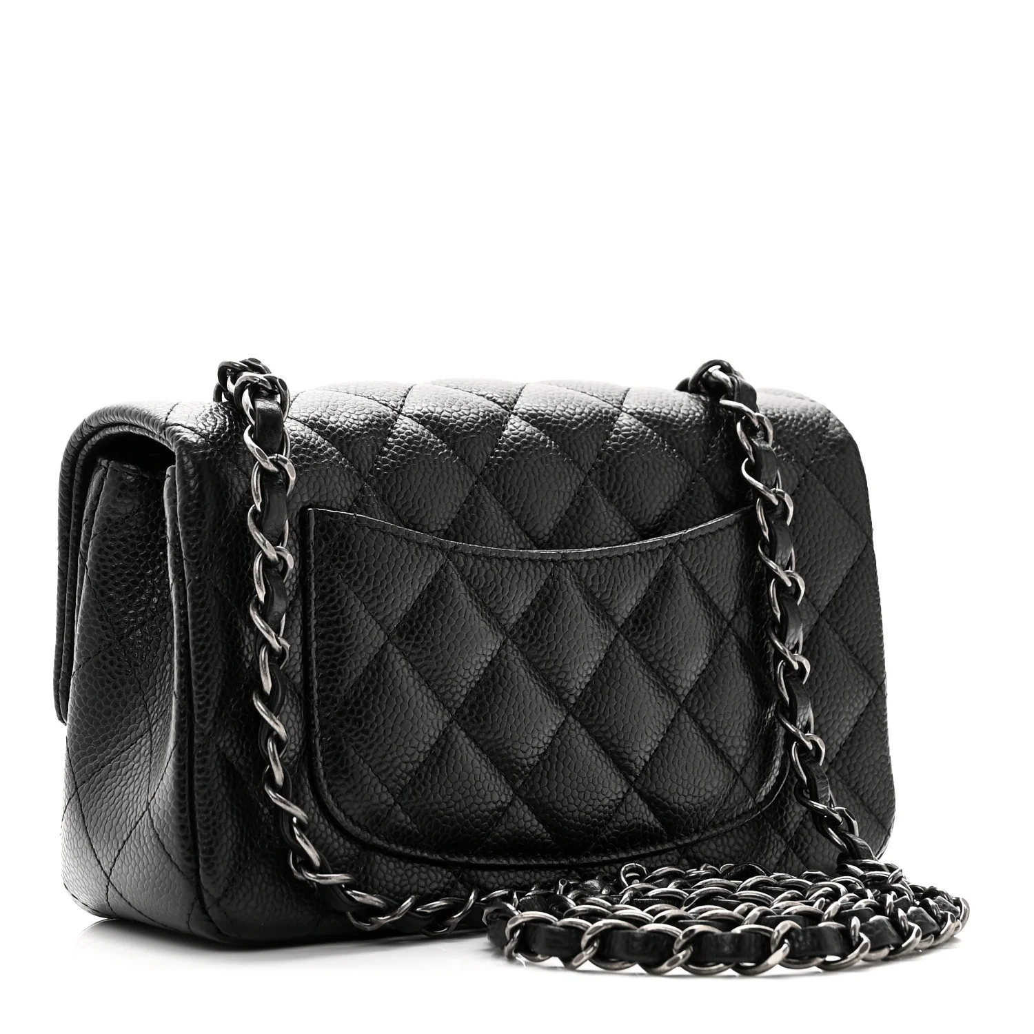 Caviar Quilted Mini Rectangular Flap Black - Top Club
