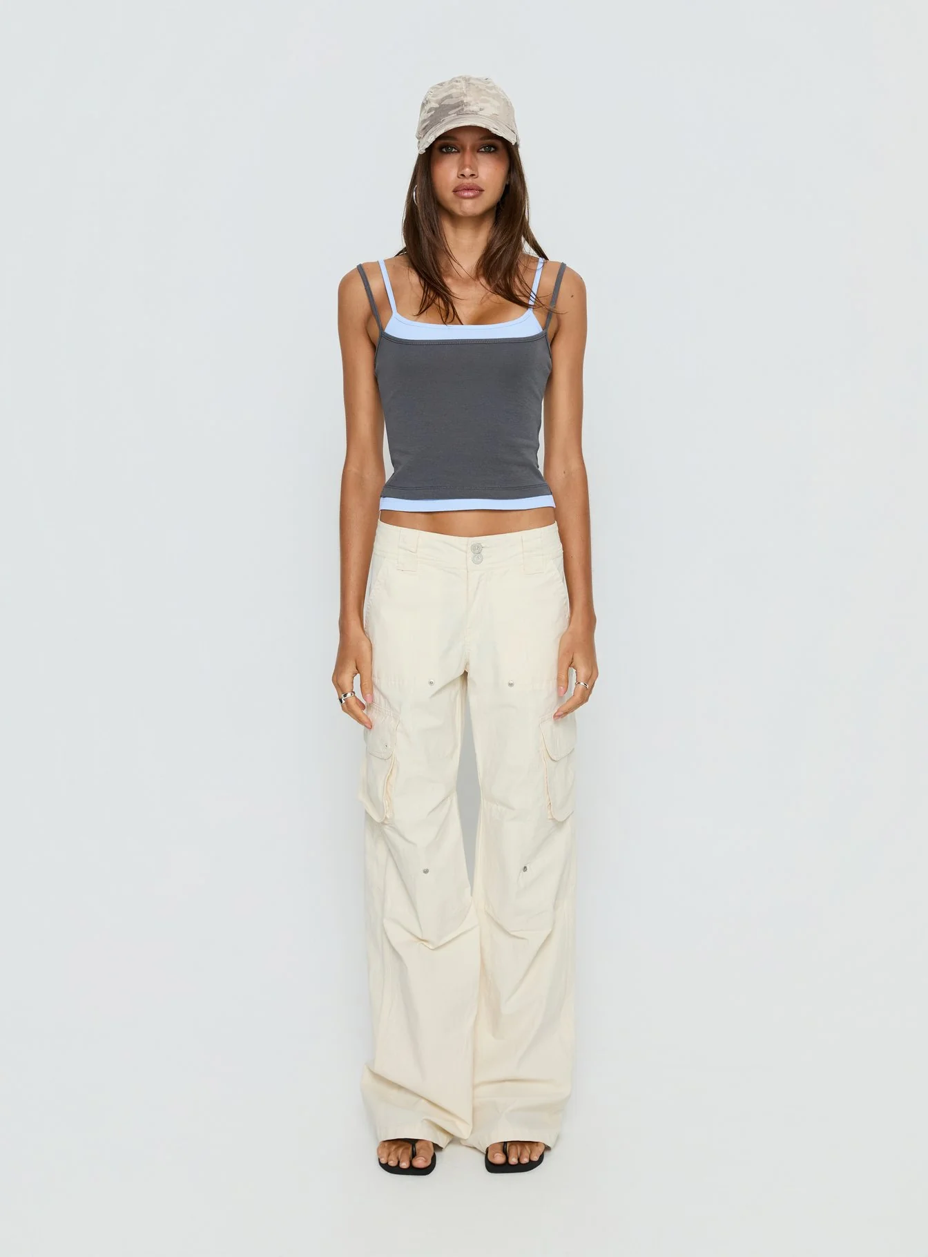 Maeka Layered Jersey Tank Top Grey / Blue